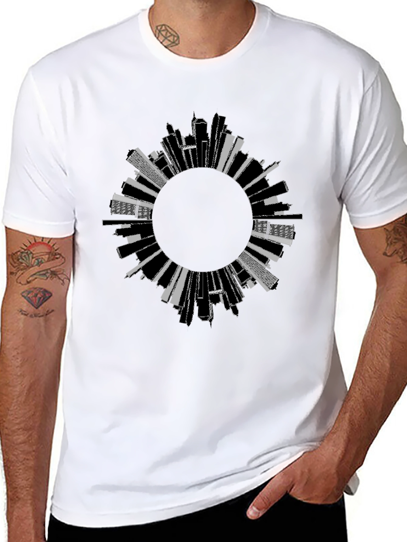 Cityscape Graphic Black T-Shirt