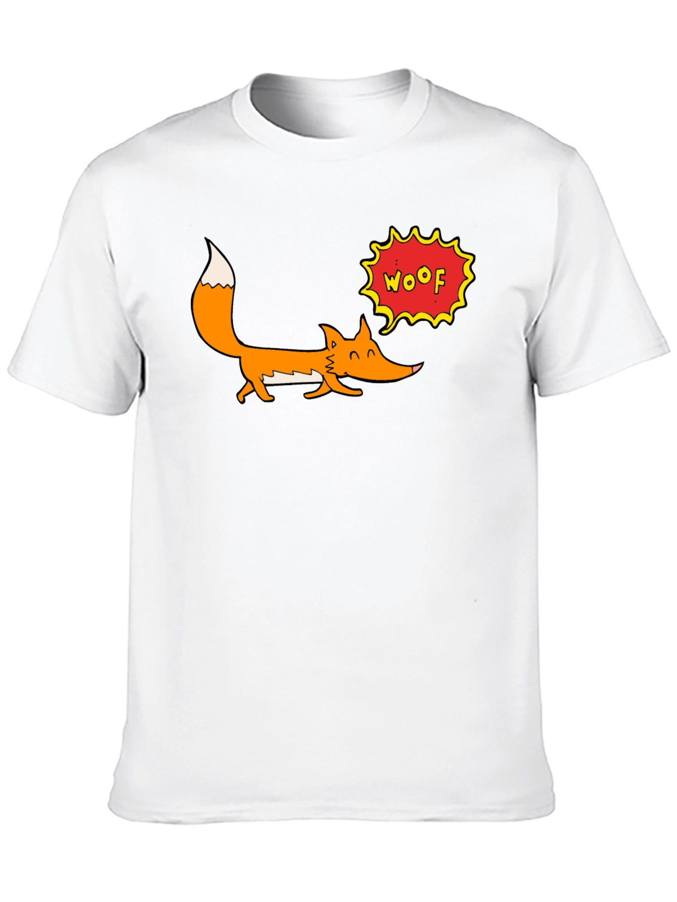 Cartoon Fox Woof Graphic T-Shirt - Black