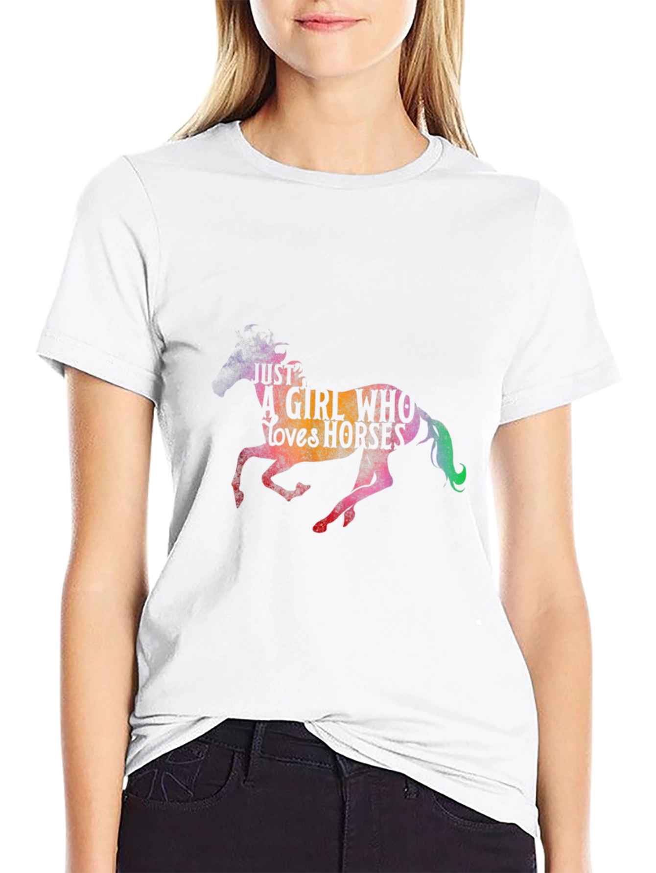 Just A Girl Who Loves Horses Black T-Shirt