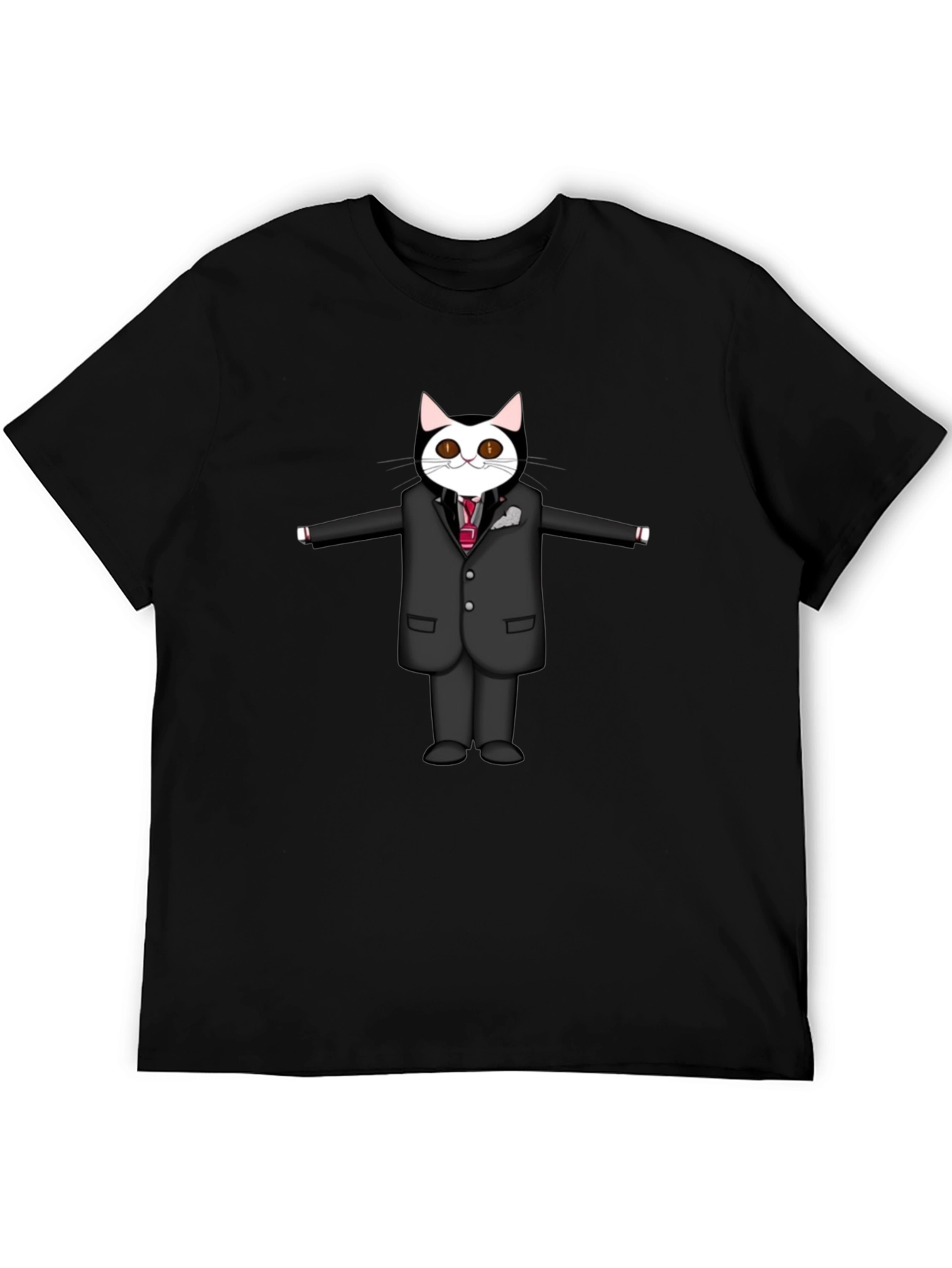 Cool Cat in Suit Graphic Tee - Black