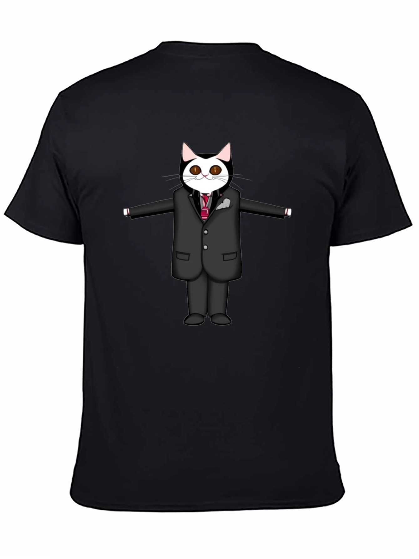 Cool Cat in Suit Graphic Tee - Black