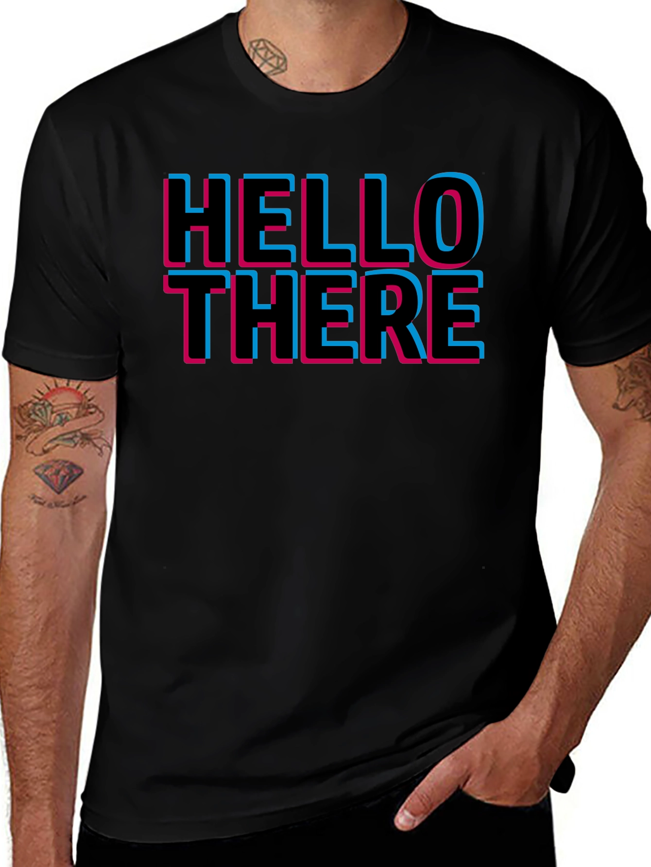 Hello There Graphic Print Black T-Shirt