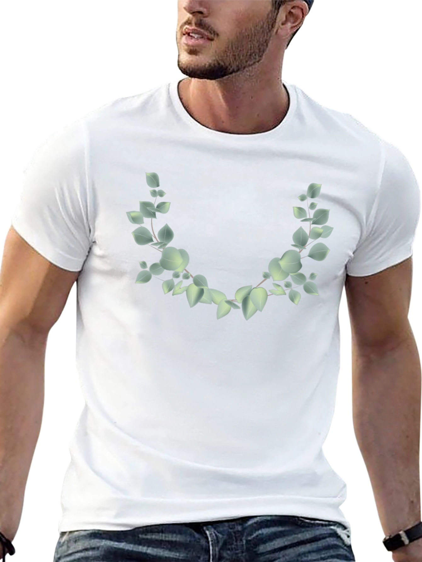 Leaf Wreath Graphic Black T-Shirt