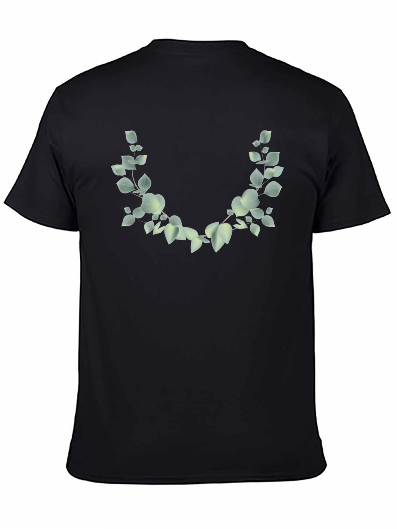 Leaf Wreath Graphic Black T-Shirt