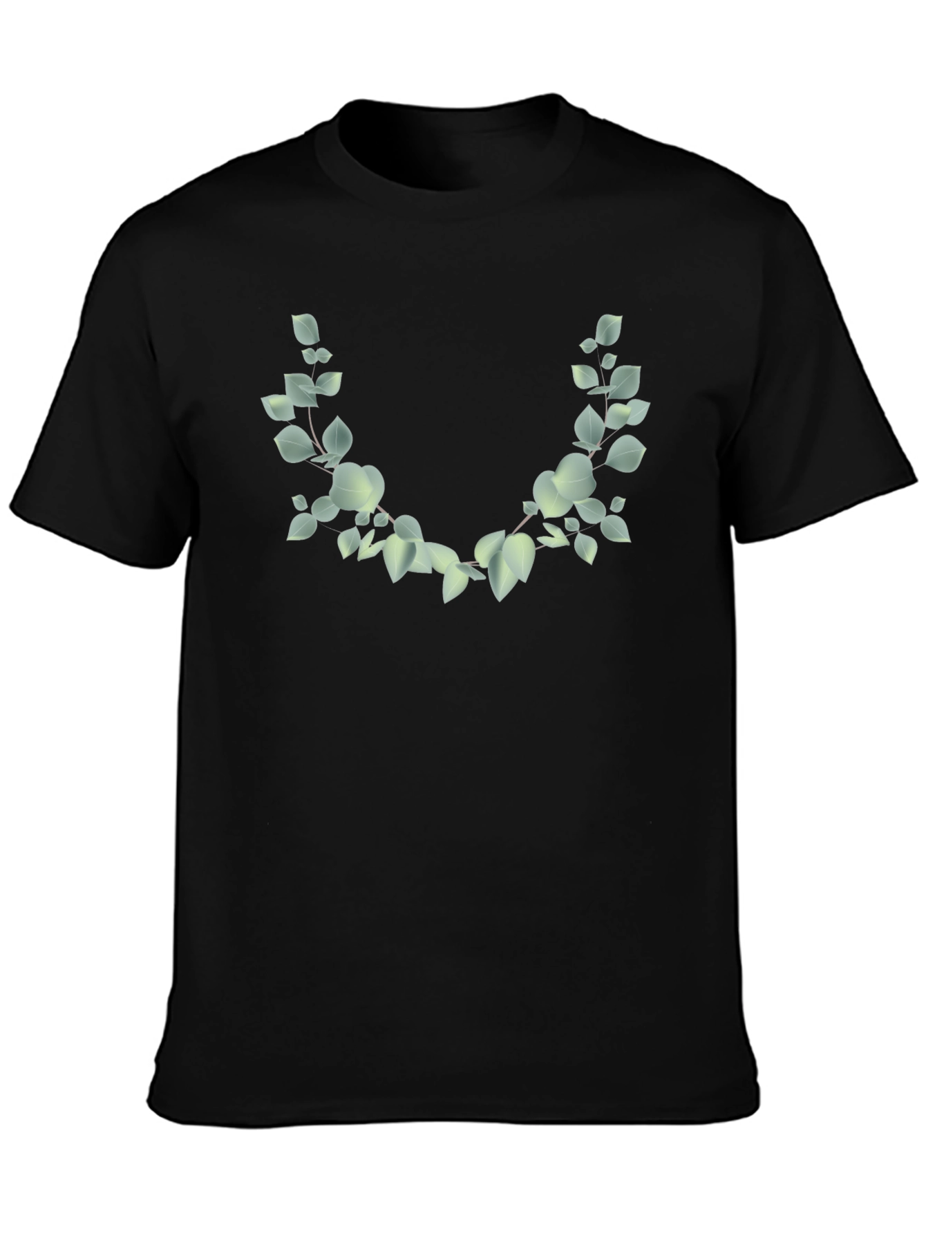 Leaf Wreath Graphic Black T-Shirt