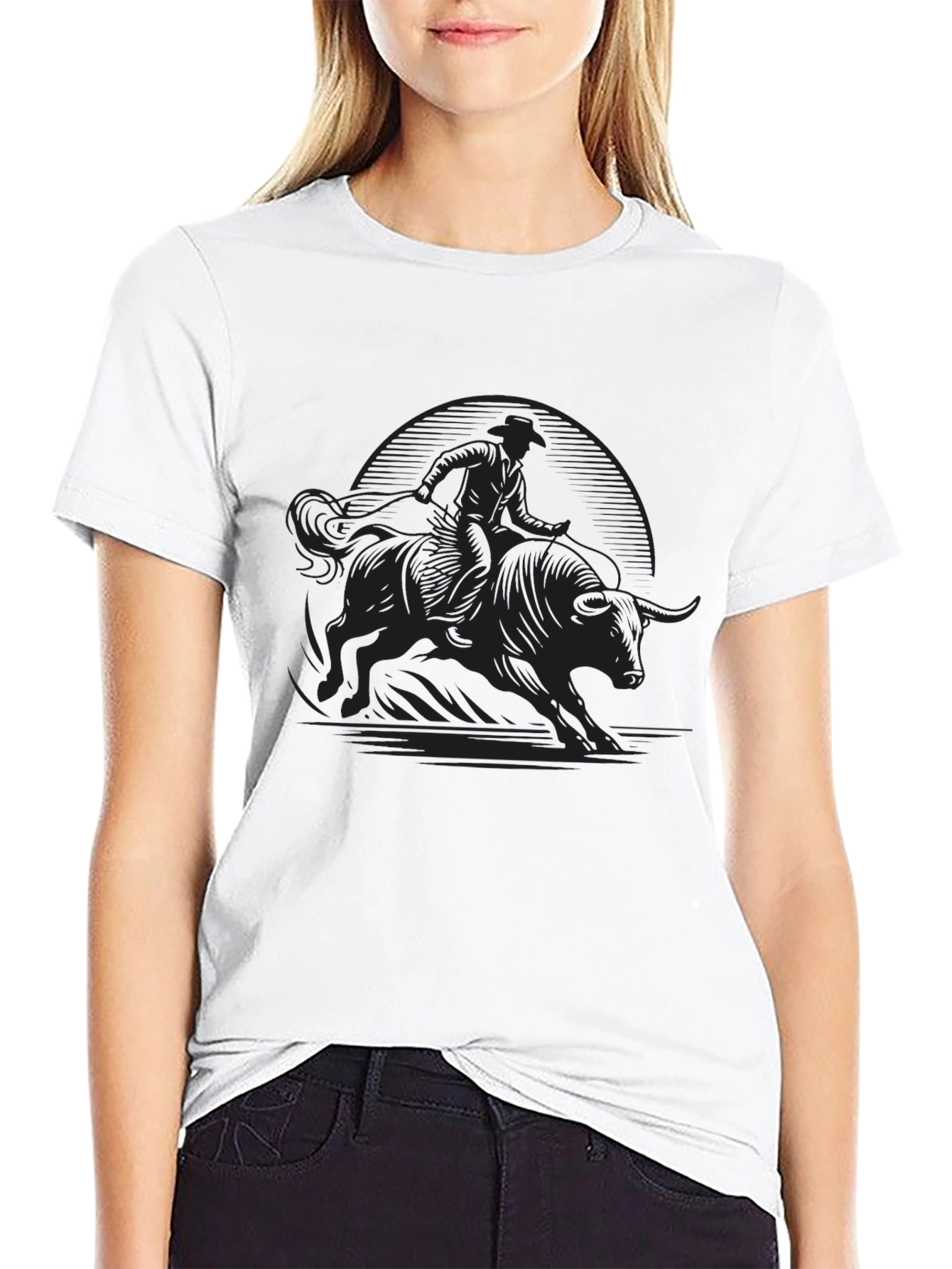 Bull Rider Graphic Tee - Bold Black T-Shirt