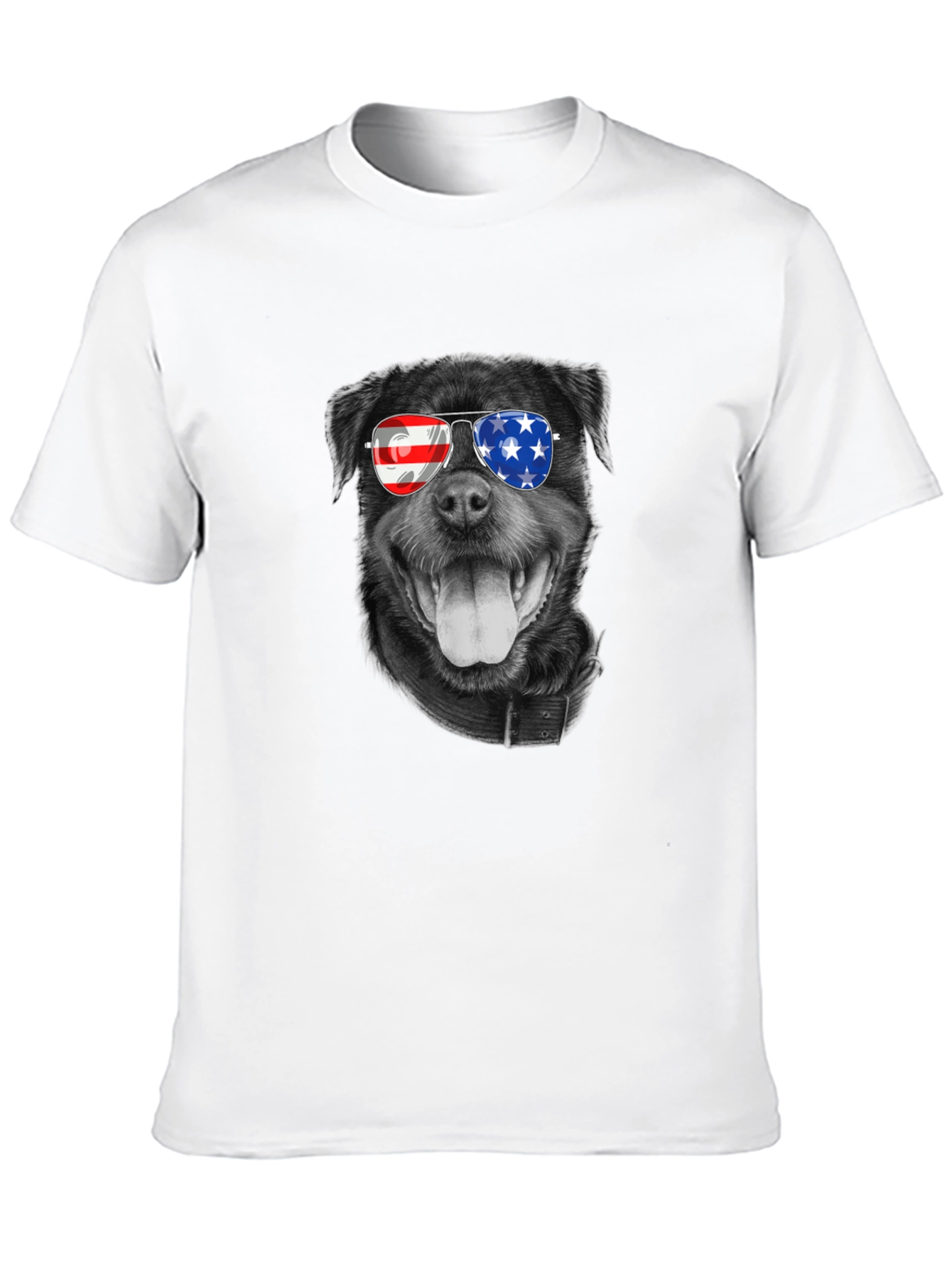 Patriotic Rottweiler T-Shirt - American Flag Sunglasses