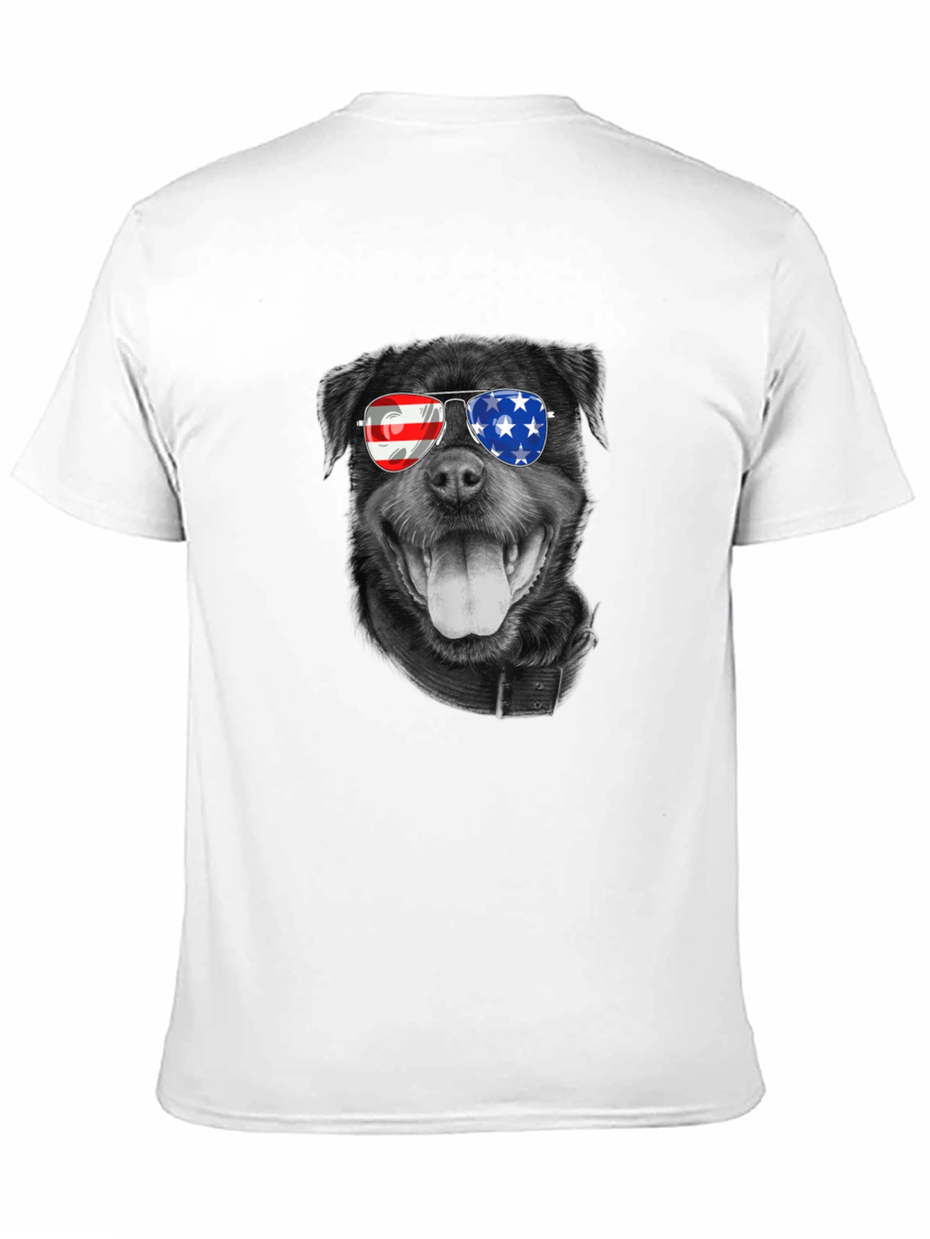 Patriotic Rottweiler T-Shirt - American Flag Sunglasses