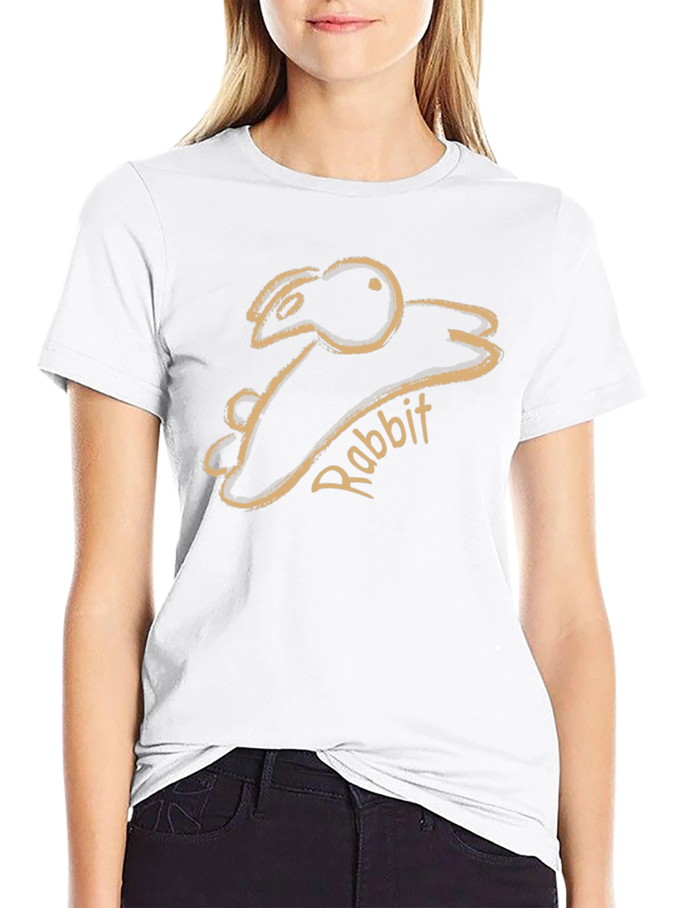Rabbit Sketch Graphic Tee - Unisex Black T-Shirt