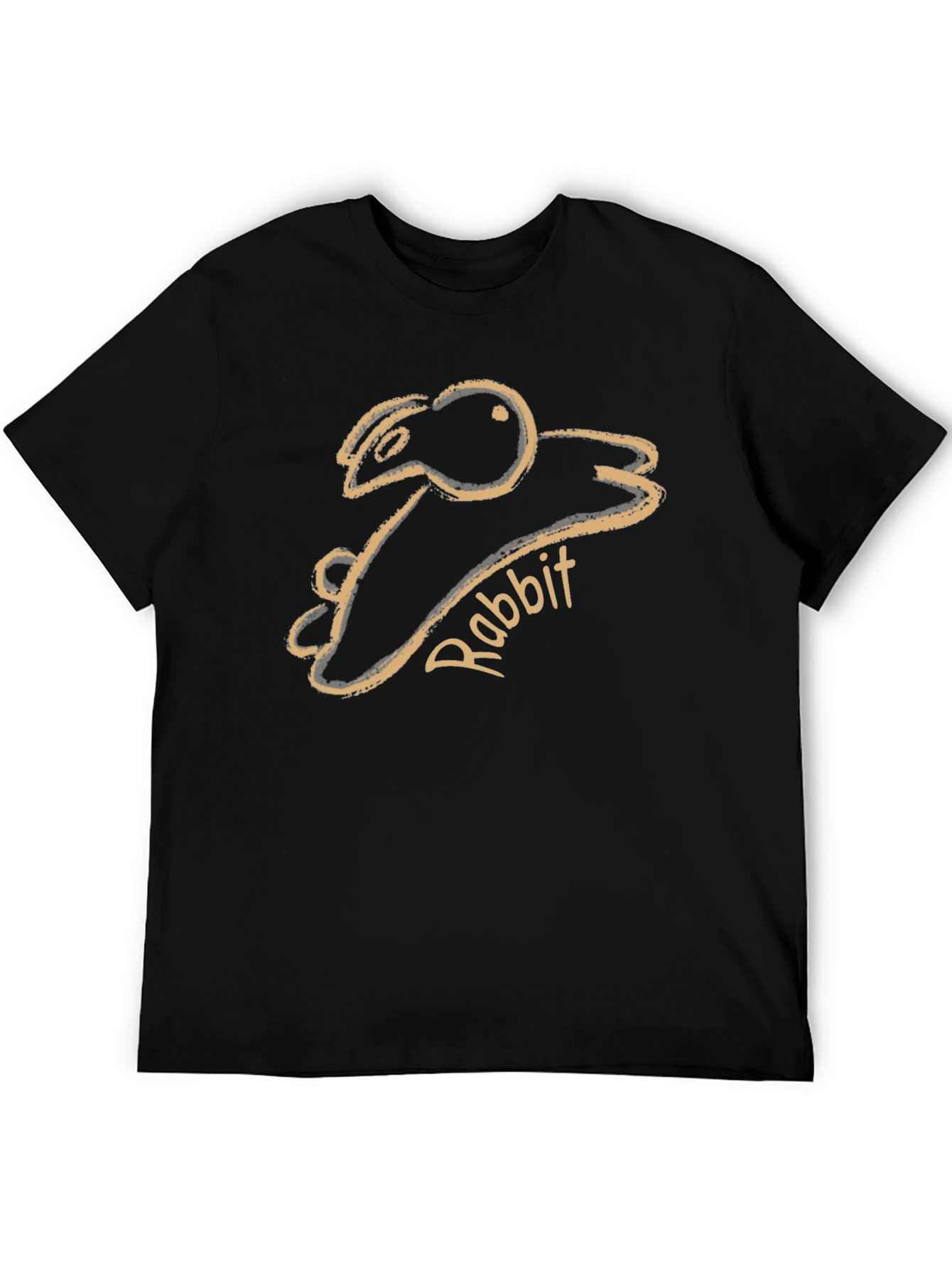 Rabbit Sketch Graphic Tee - Unisex Black T-Shirt