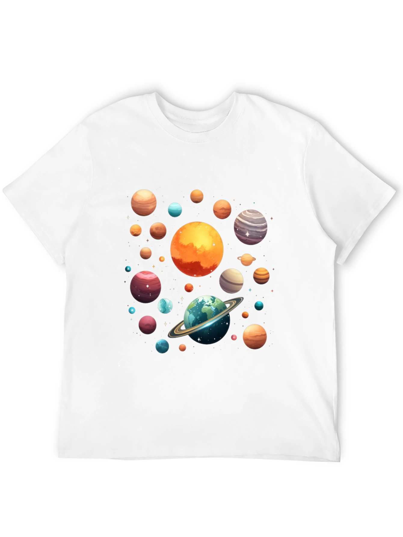 Planets Graphic Print Black T-Shirt