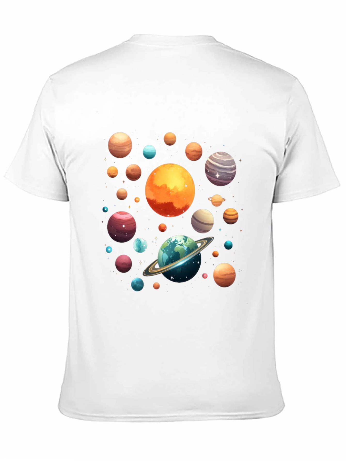 Planets Graphic Print Black T-Shirt