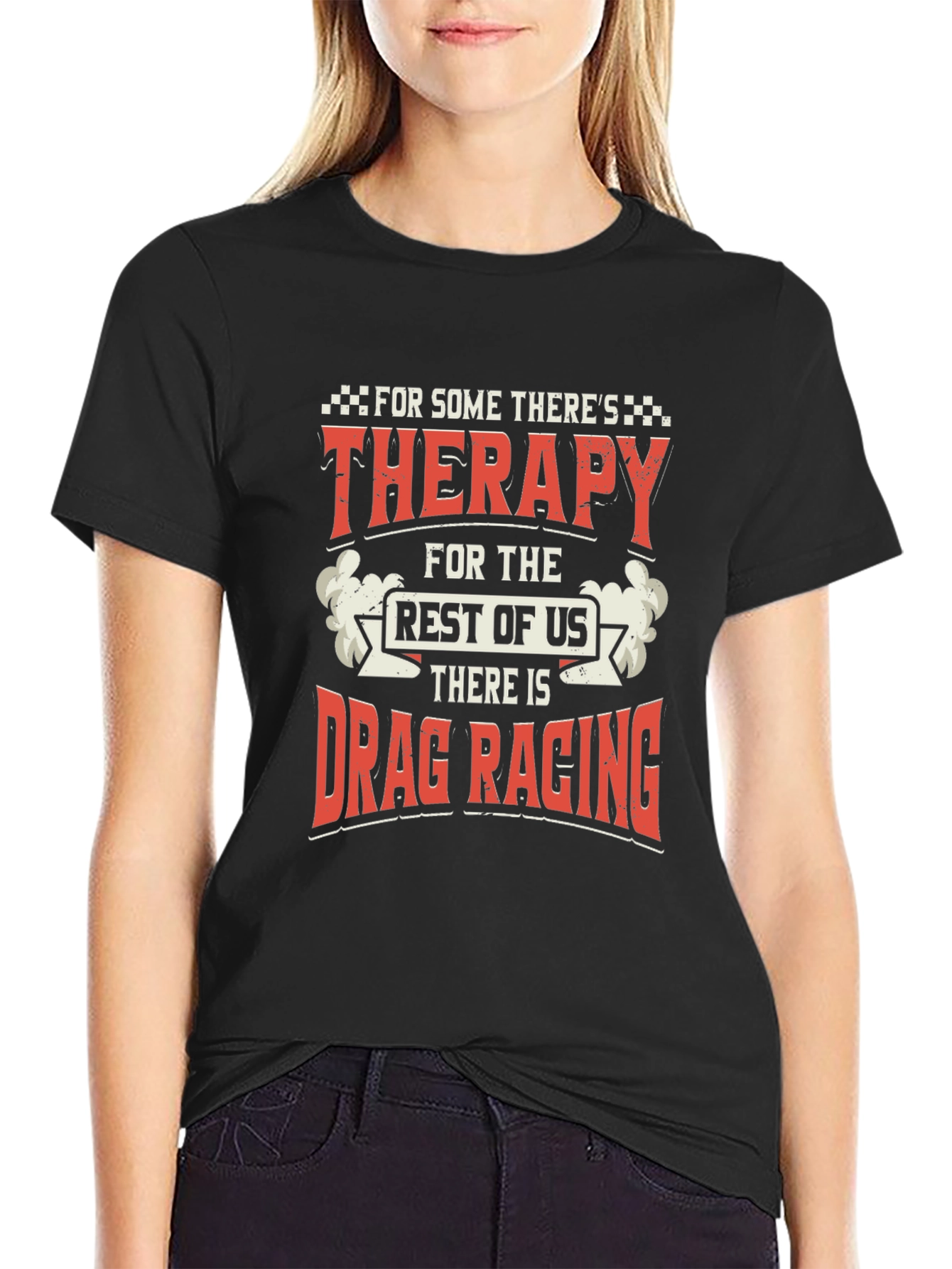Drag Racing Therapy Graphic T-Shirt - Black