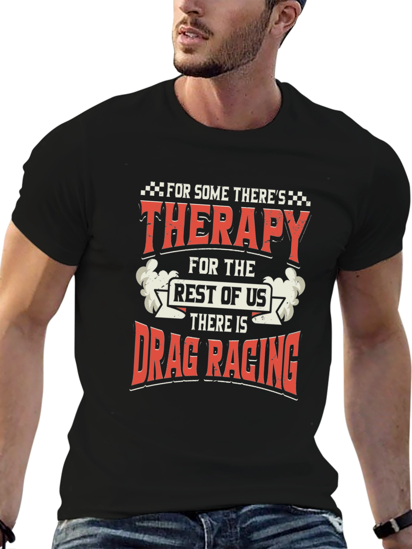 Drag Racing Therapy Graphic T-Shirt - Black