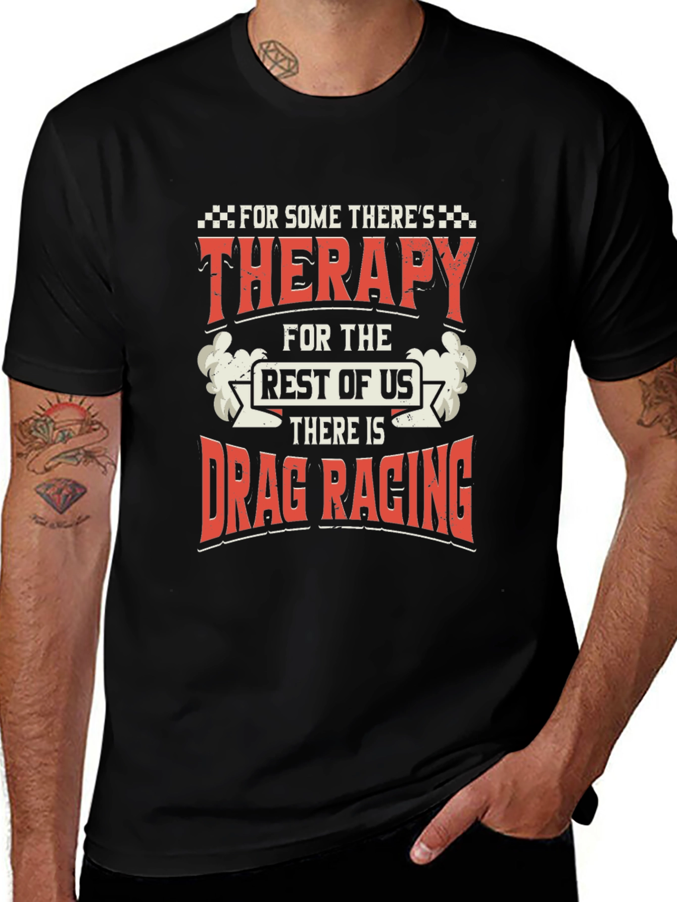 Drag Racing Therapy Graphic T-Shirt - Black