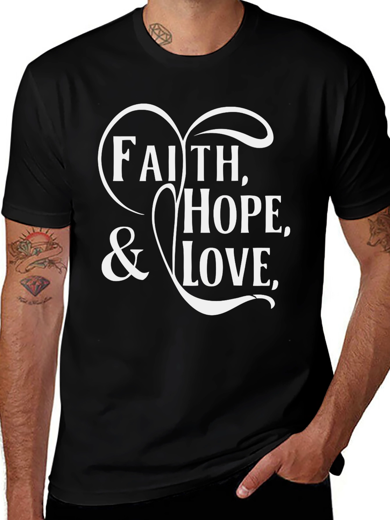 Faith Hope Love Graphic Tee - Black