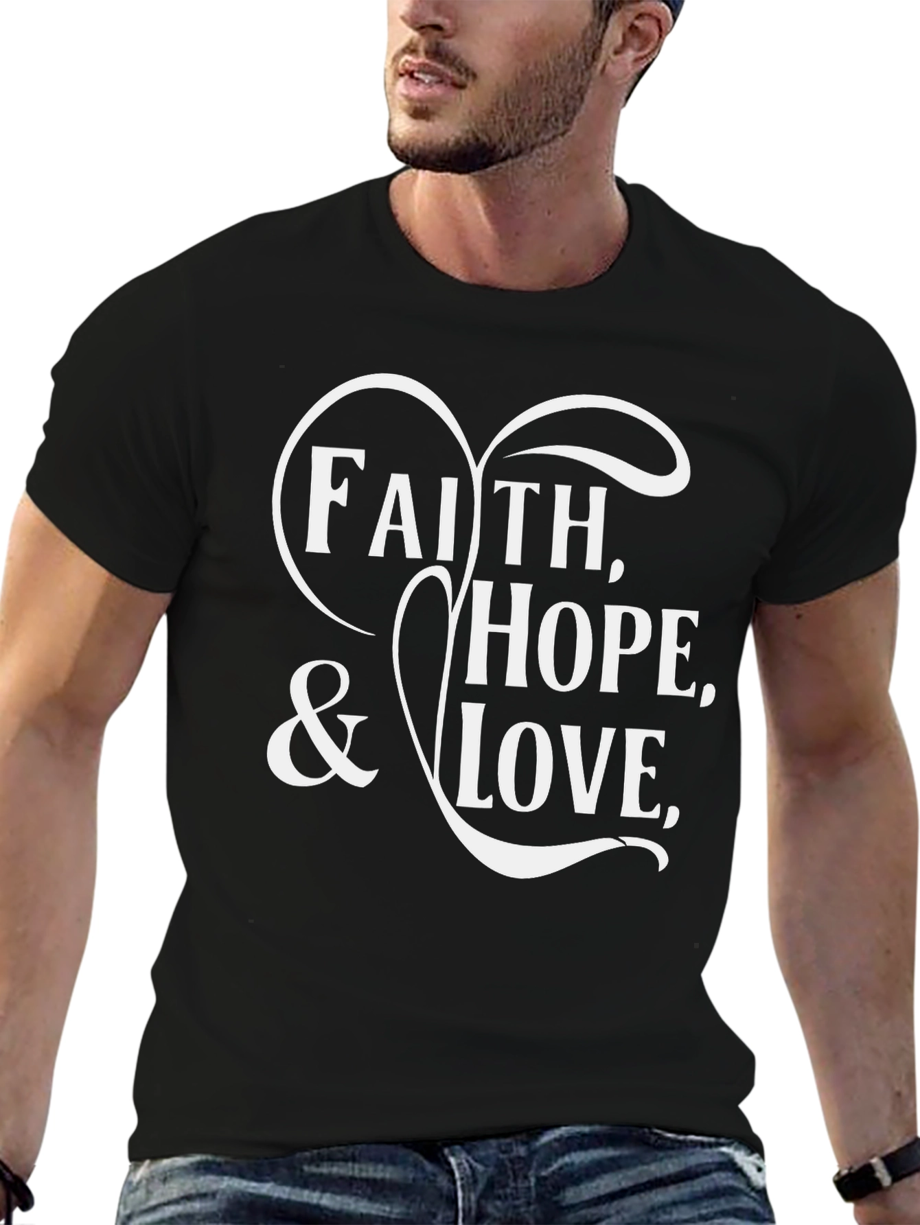 Faith Hope Love Graphic Tee - Black