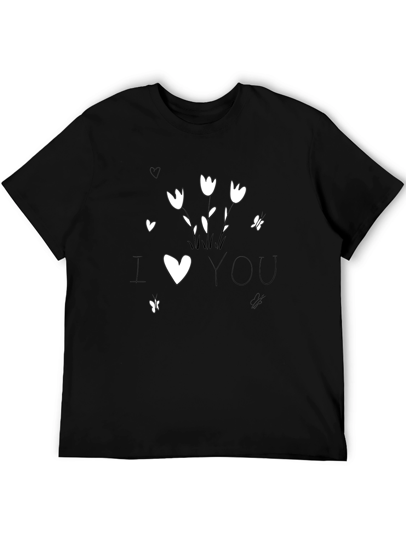 I Heart You Graphic Tee - Black Cotton Blend