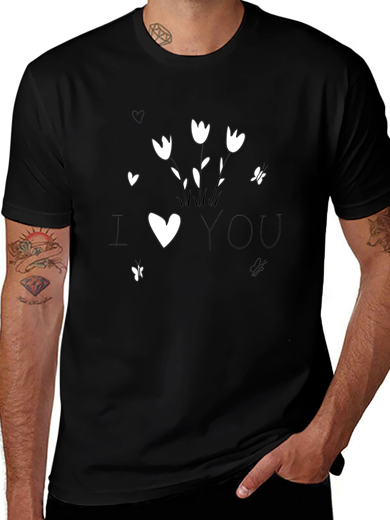 I Heart You Graphic Tee - Black Cotton Blend