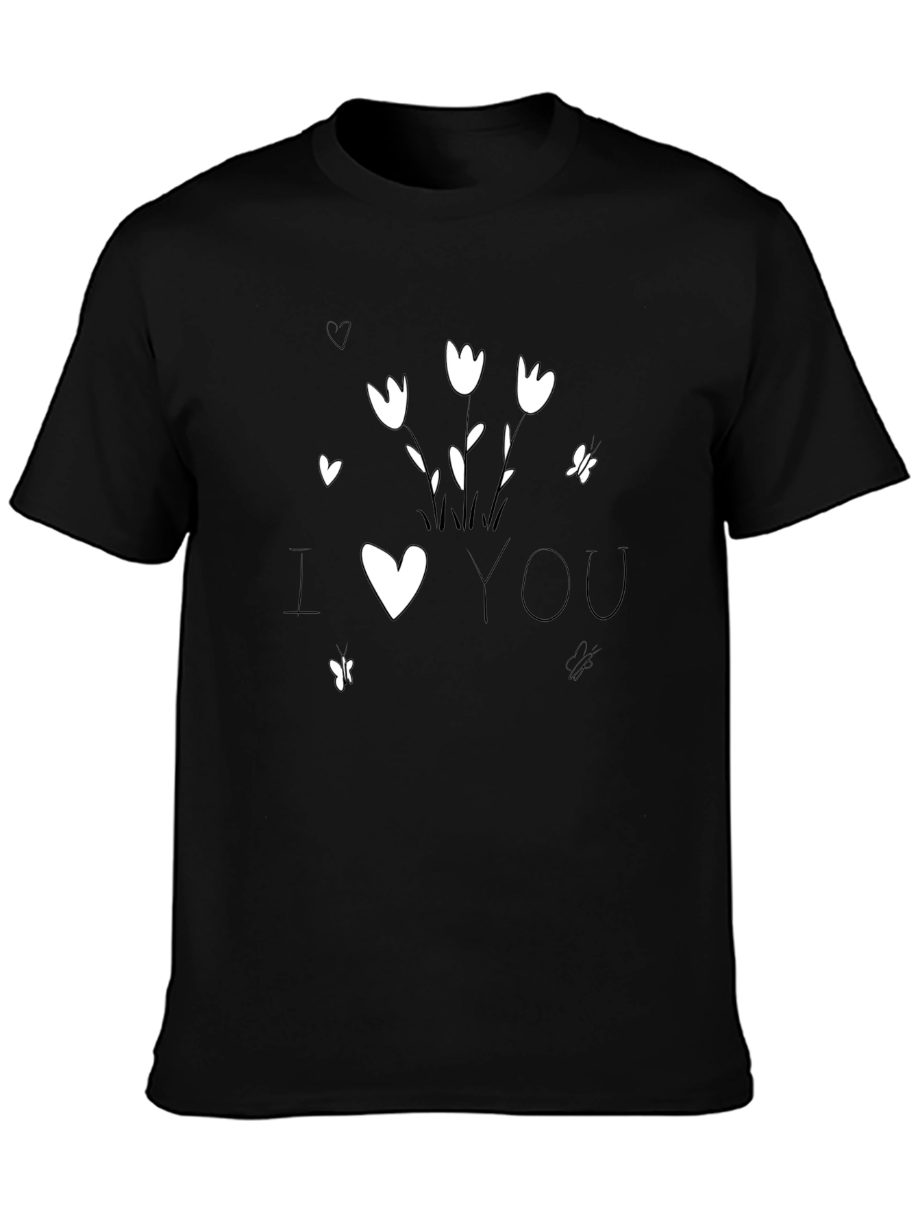 I Heart You Graphic Tee - Black Cotton Blend