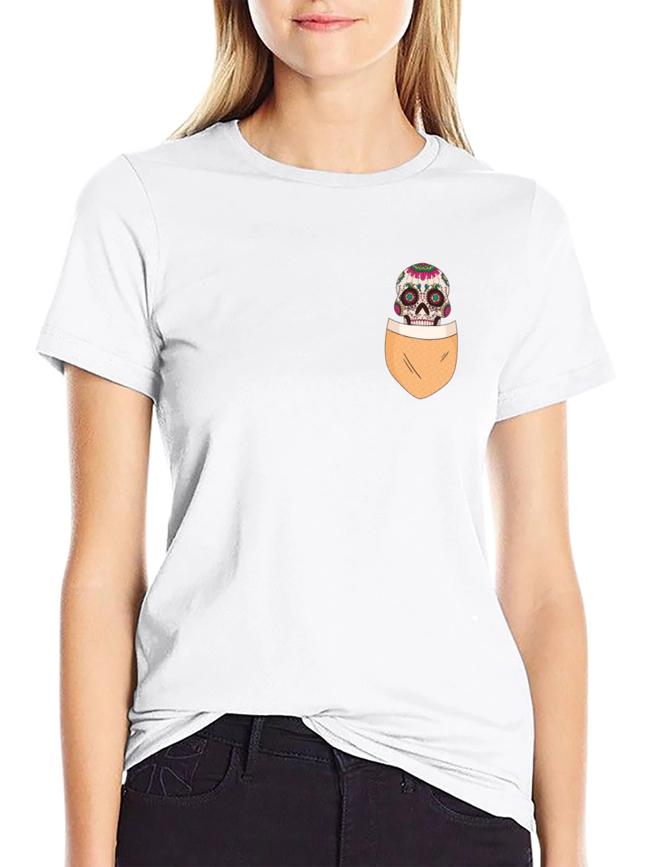 Skull Pocket Graphic T-Shirt - Mens Casual Tee