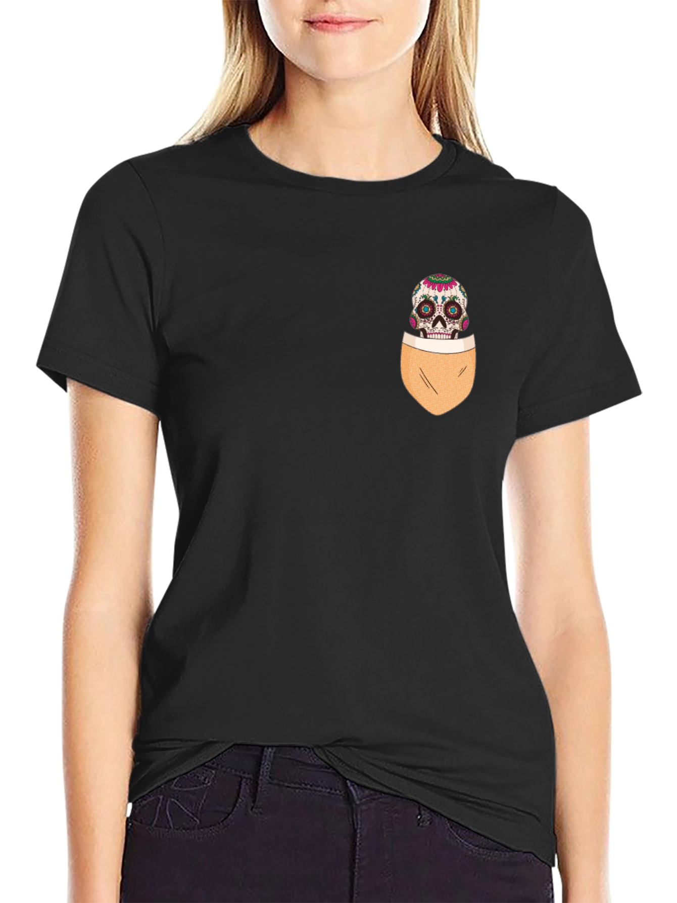 Skull Pocket Graphic T-Shirt - Mens Casual Tee