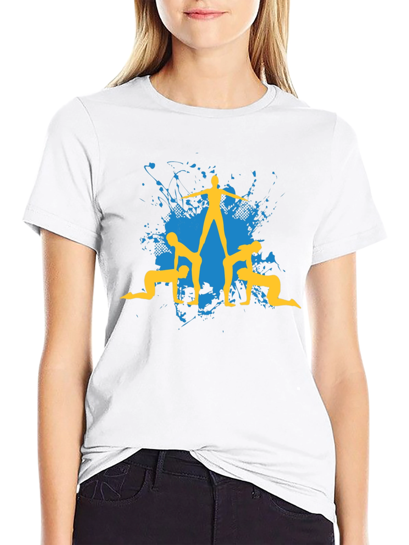 Acrobatic Human Pyramid Graphic Tee - Black