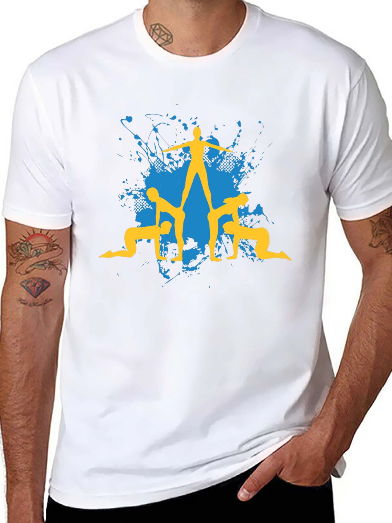Acrobatic Human Pyramid Graphic Tee - Black