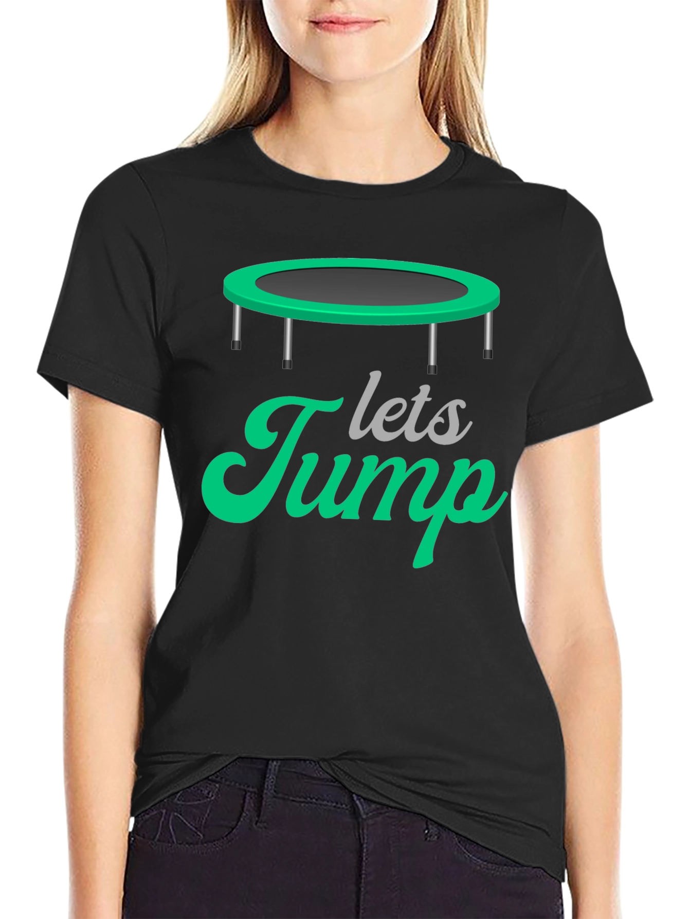 Lets Jump Trampoline Graphic T-Shirt - Black
