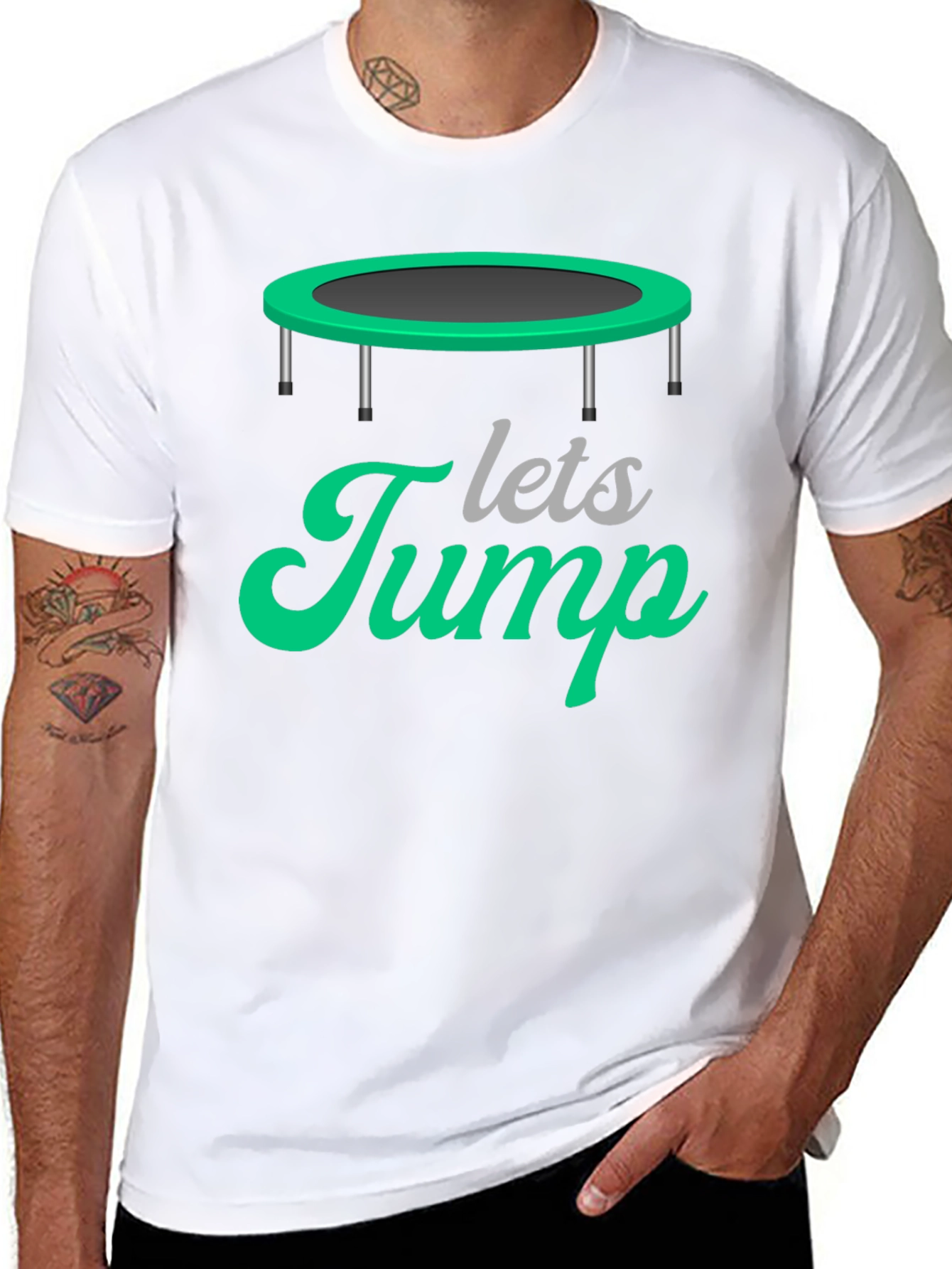 Lets Jump Trampoline Graphic T-Shirt - Black