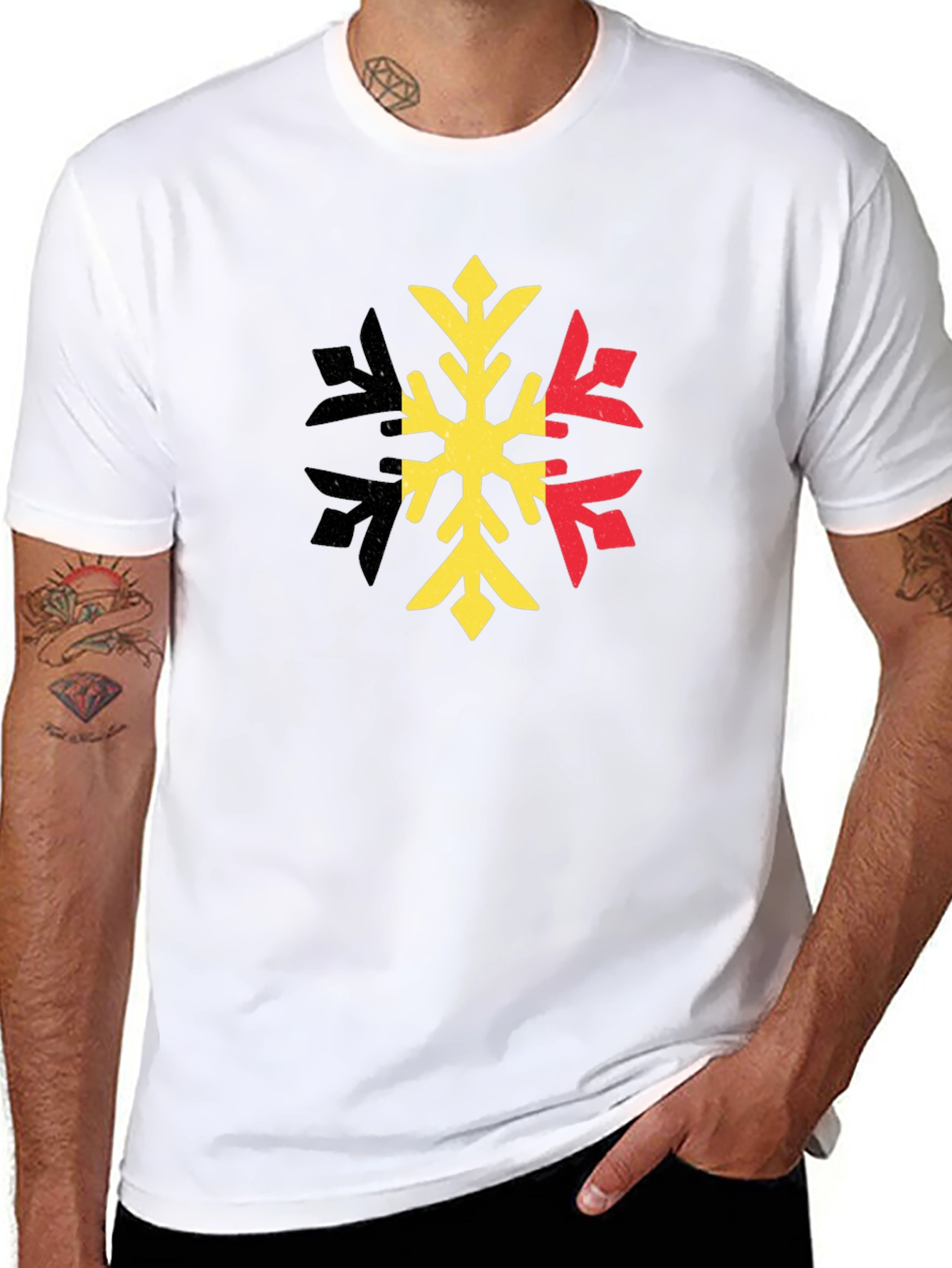 Belgium Flag Snowflake Graphic T-Shirt