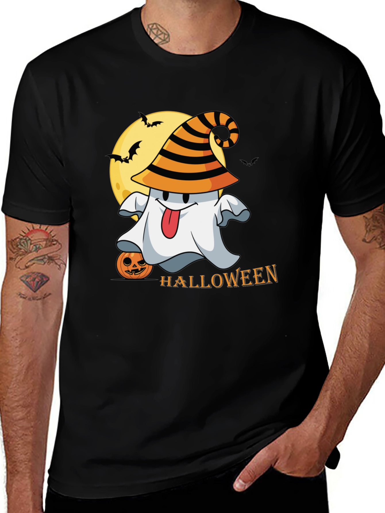 Halloween Ghost Graphic Tee - Spooky Season