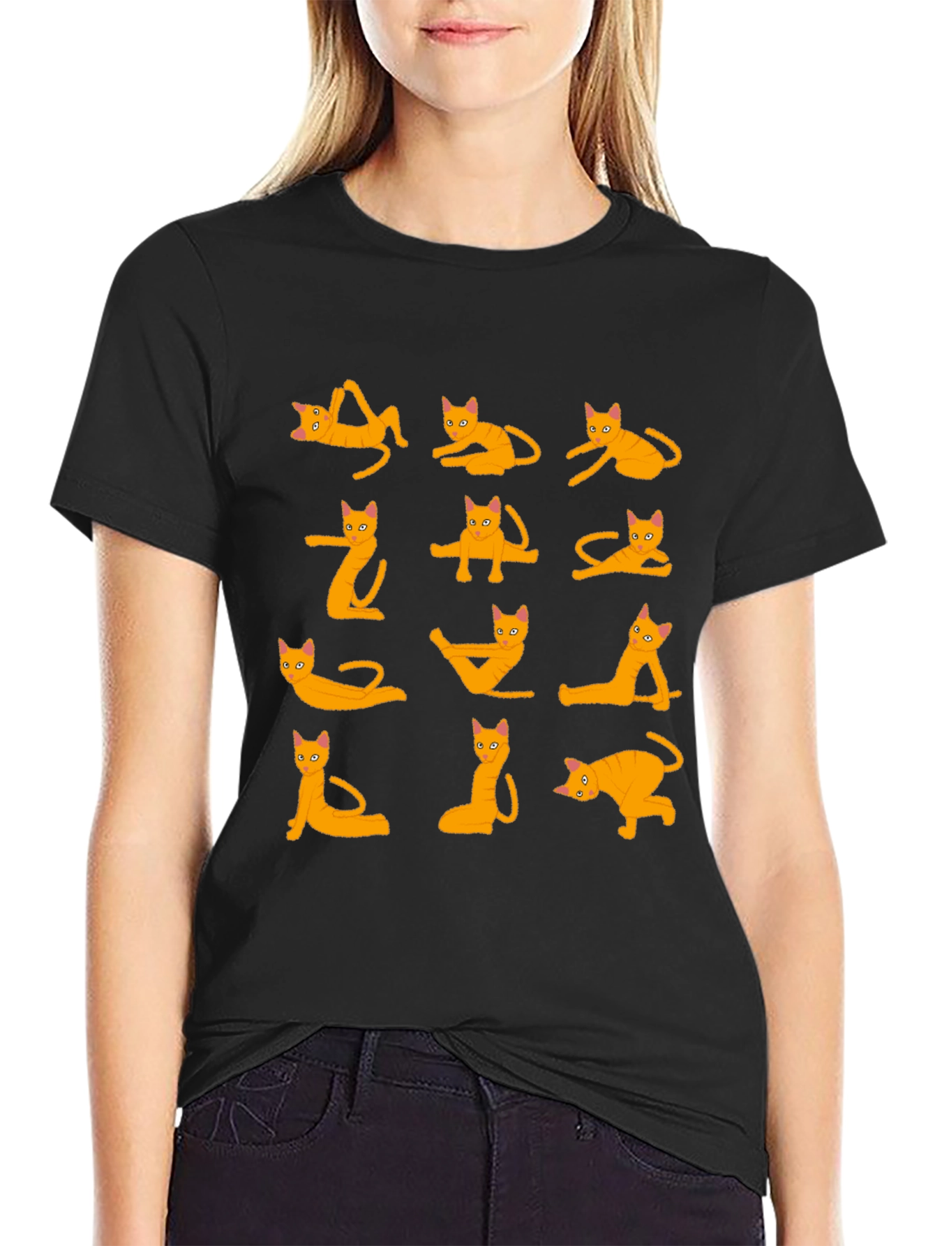 Yoga Cat Black T-Shirt