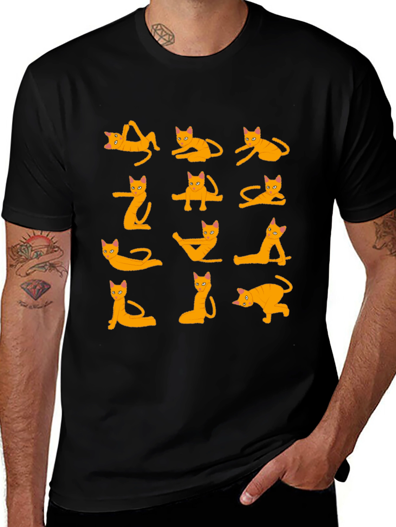Yoga Cat Black T-Shirt