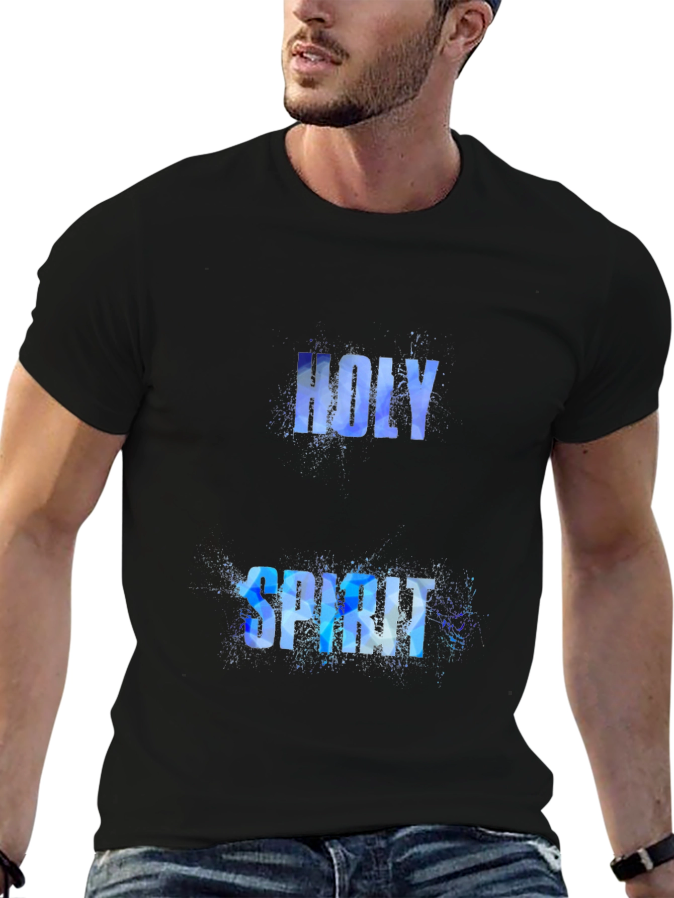 Holy Spirit Graphic Print Black T-Shirt