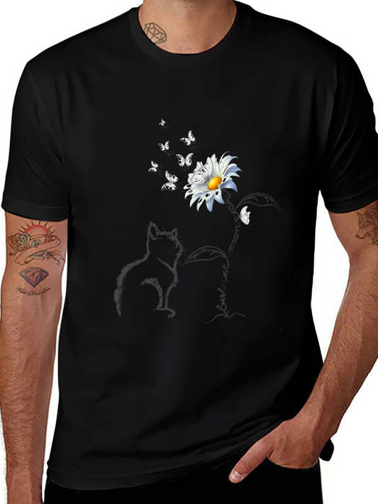 Cat & Daisy Graphic T-Shirt