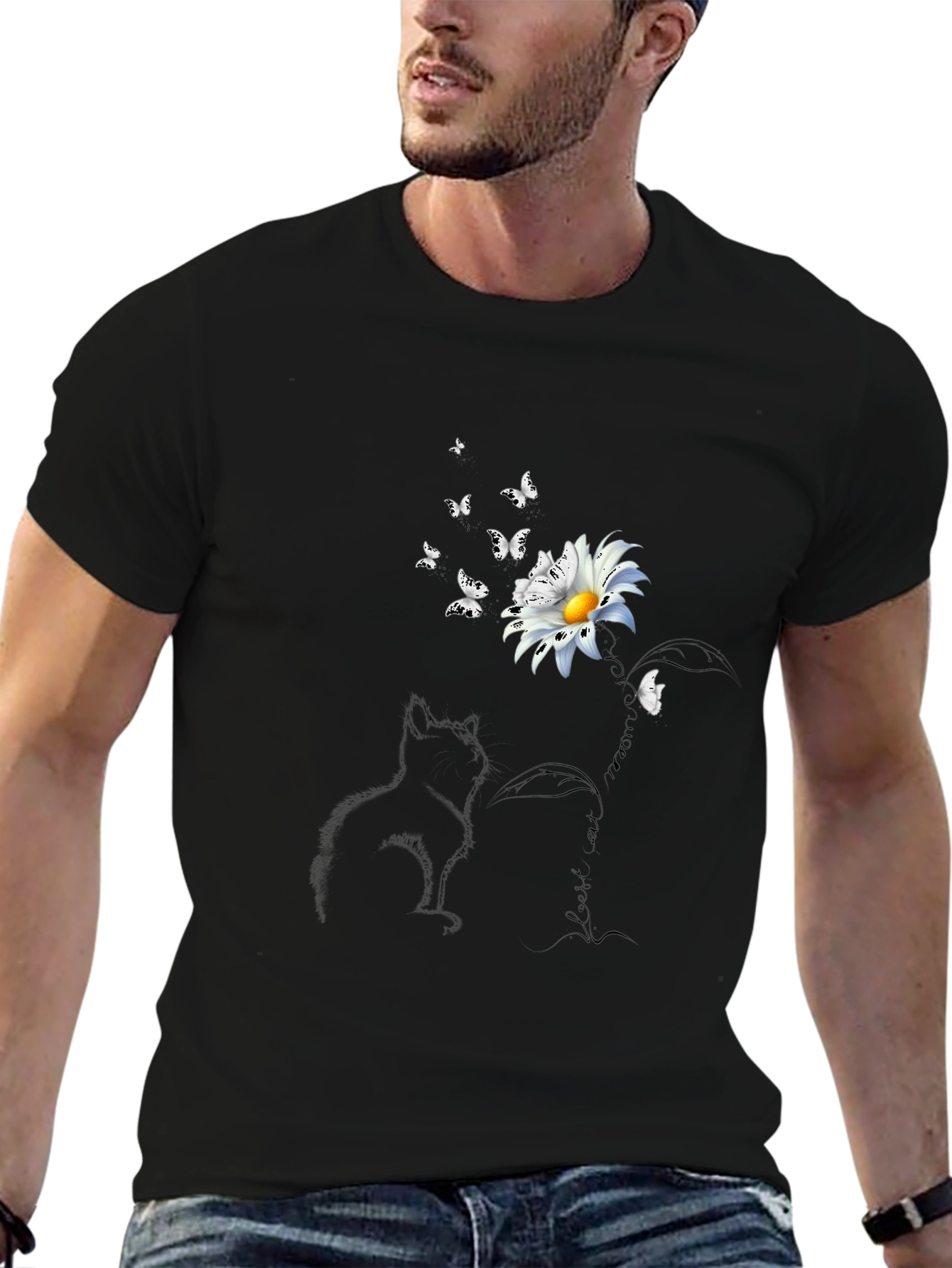 Cat & Daisy Graphic T-Shirt