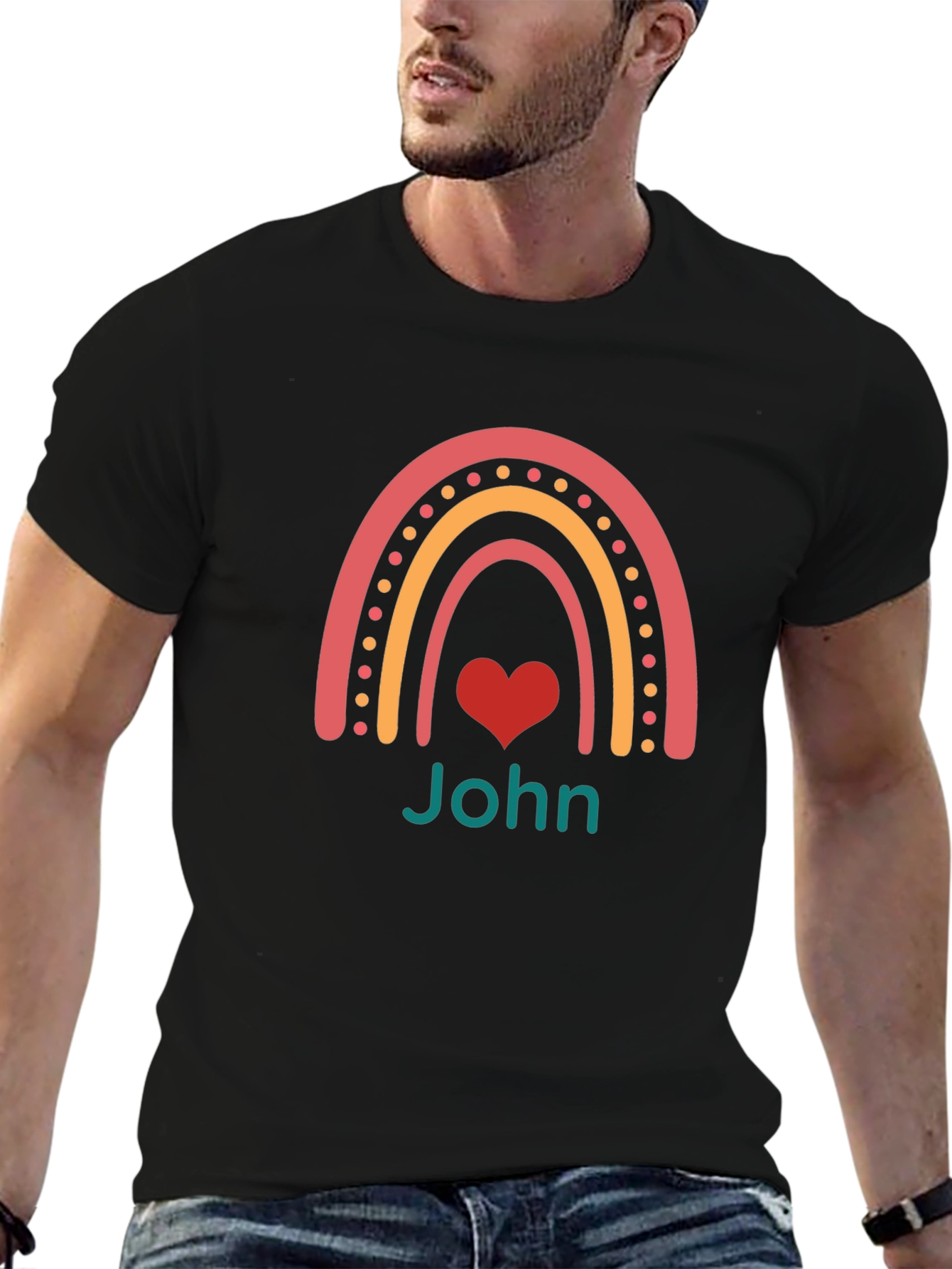 Rainbow Heart John T-Shirt - Black