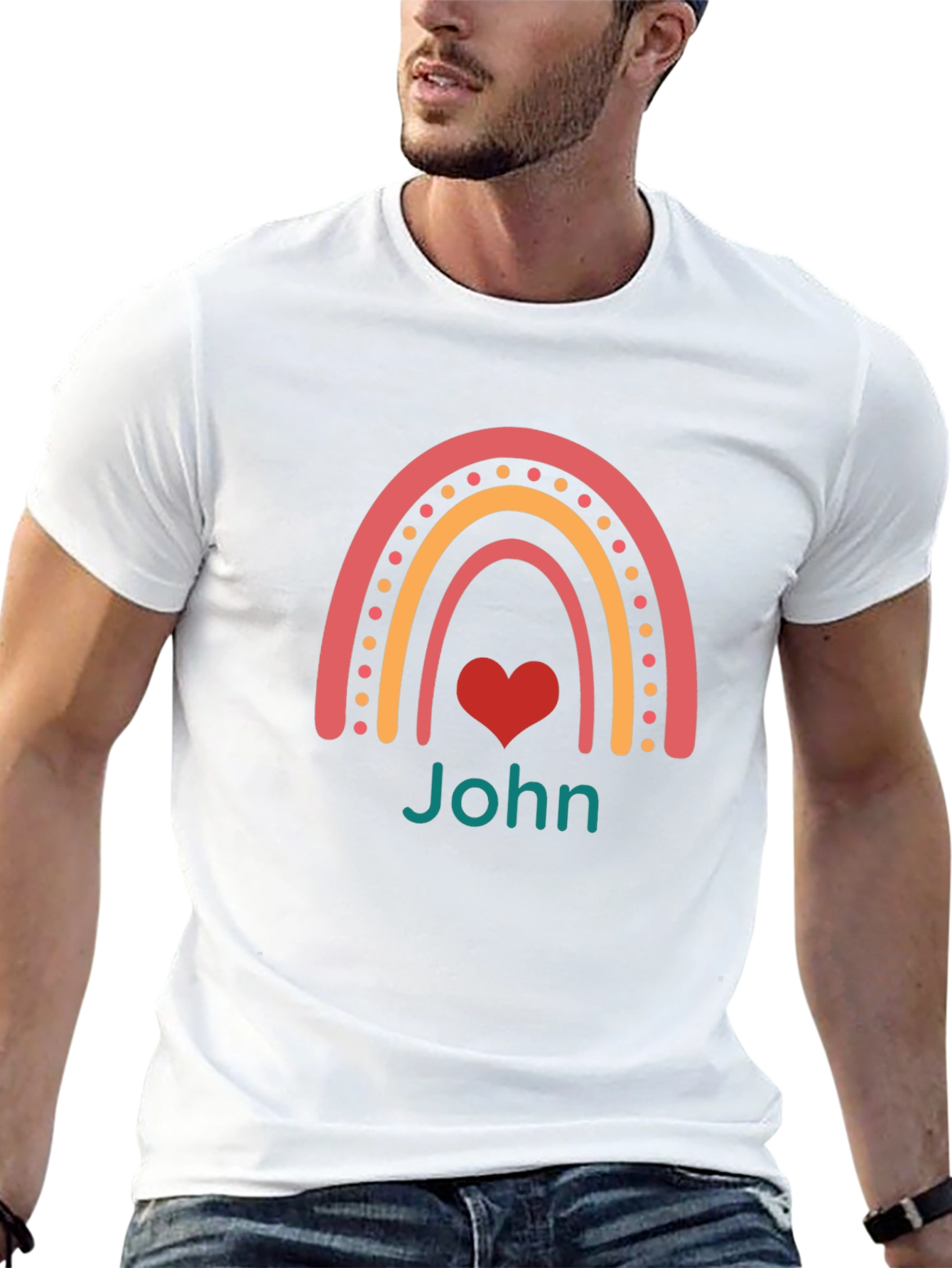 Rainbow Heart John T-Shirt - Black