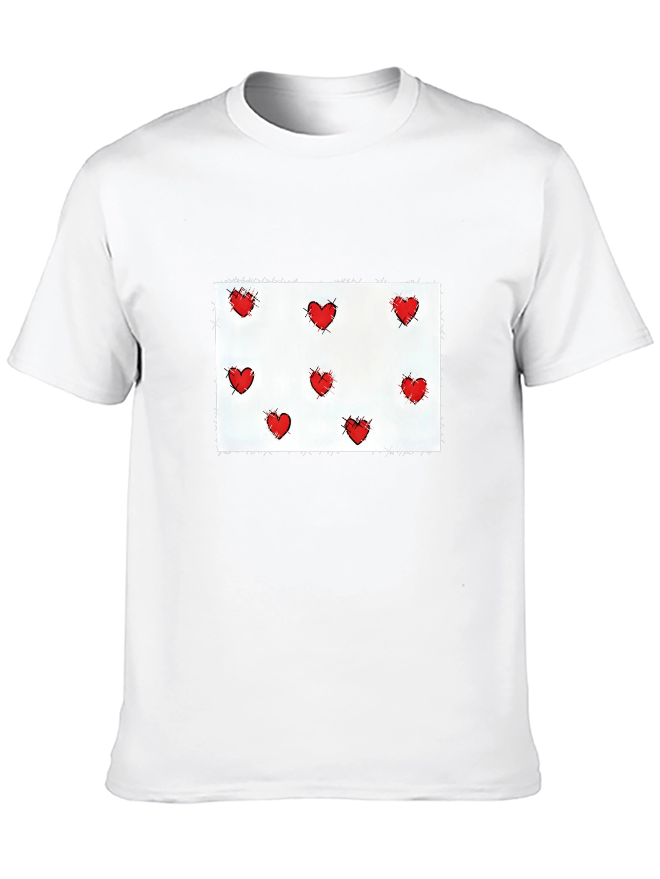 Heart Patterned Black T-Shirt