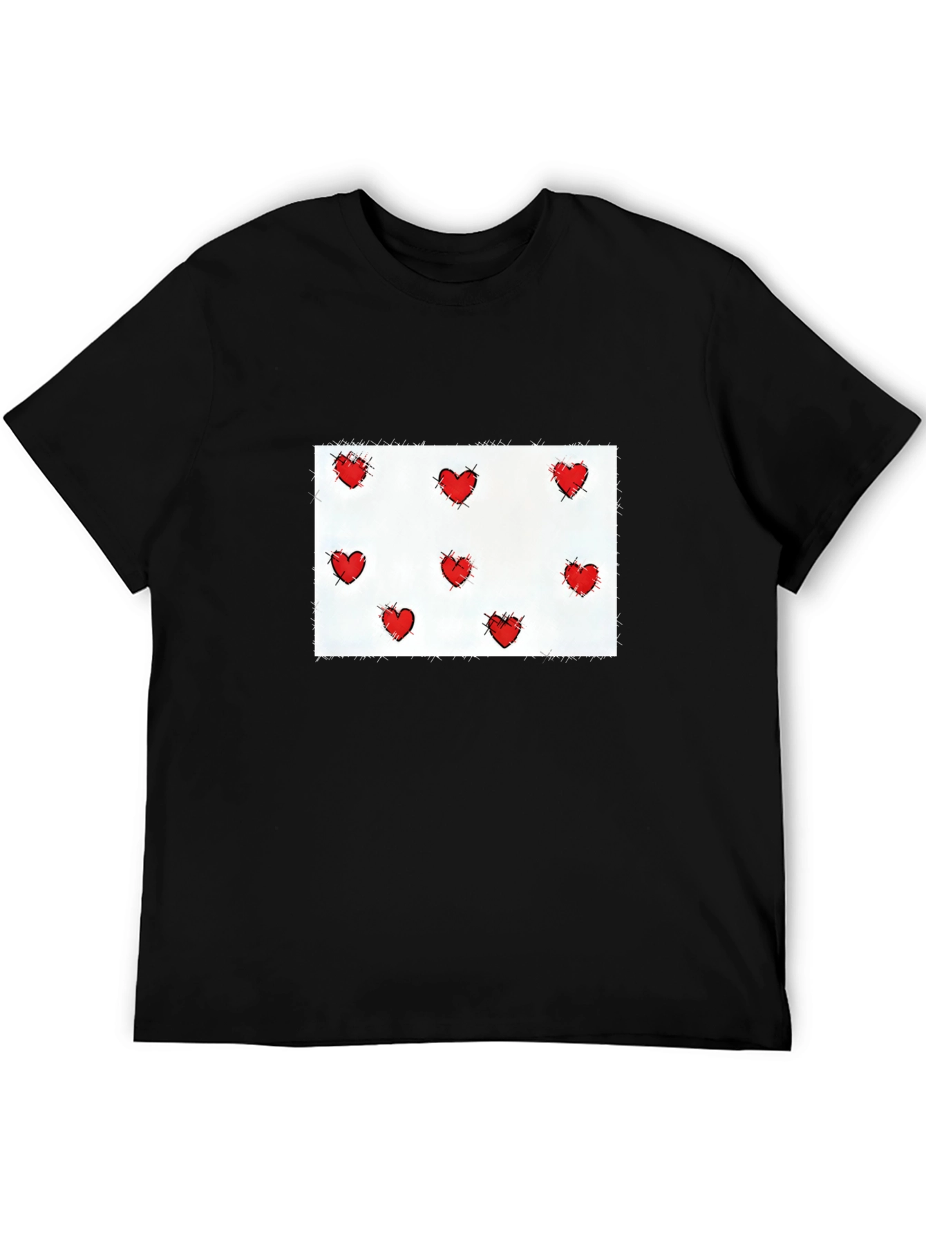 Heart Patterned Black T-Shirt
