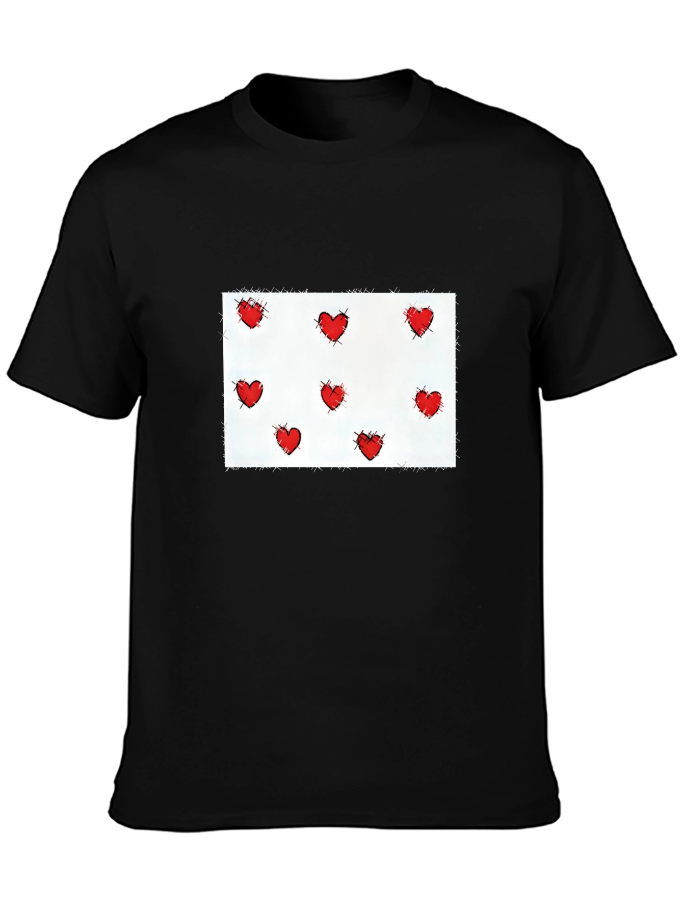 Heart Patterned Black T-Shirt