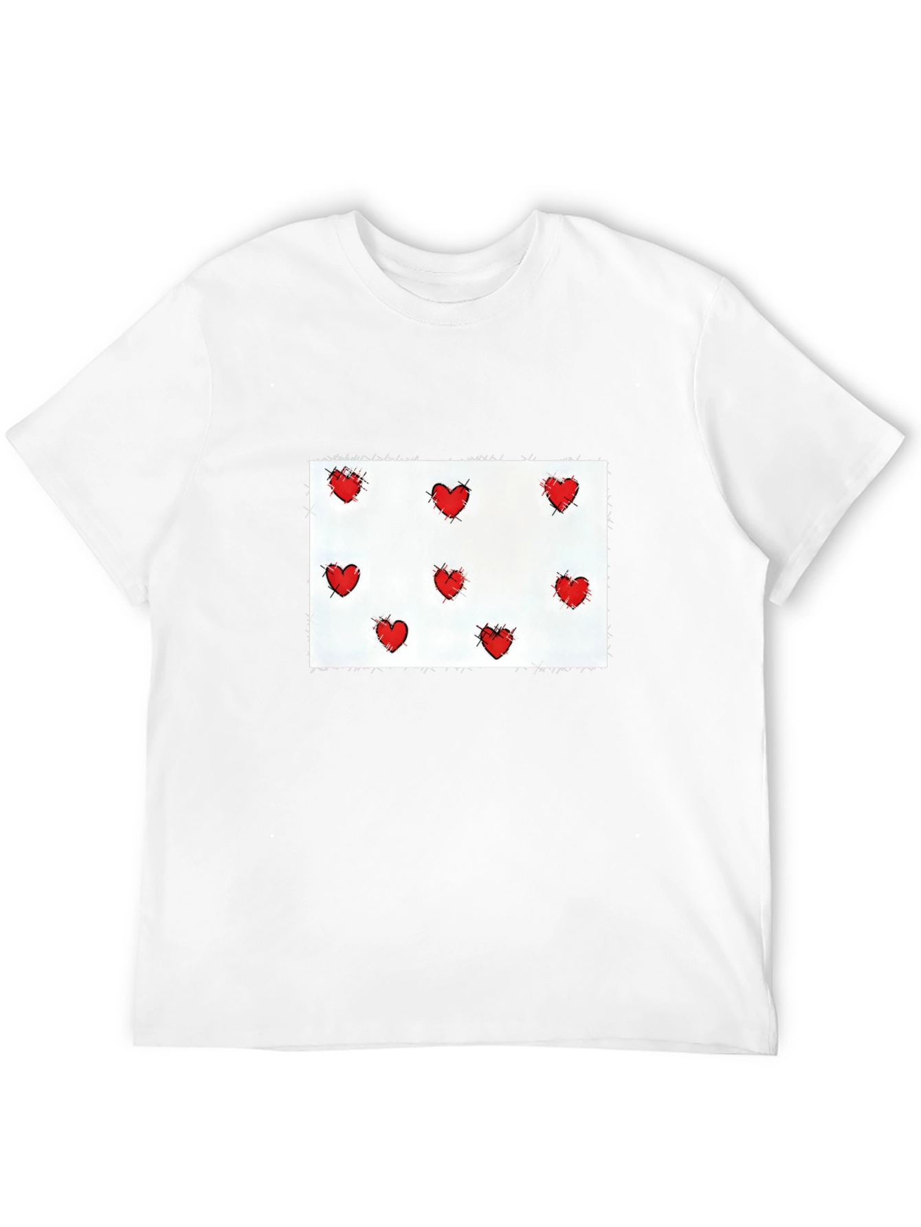 Heart Patterned Black T-Shirt