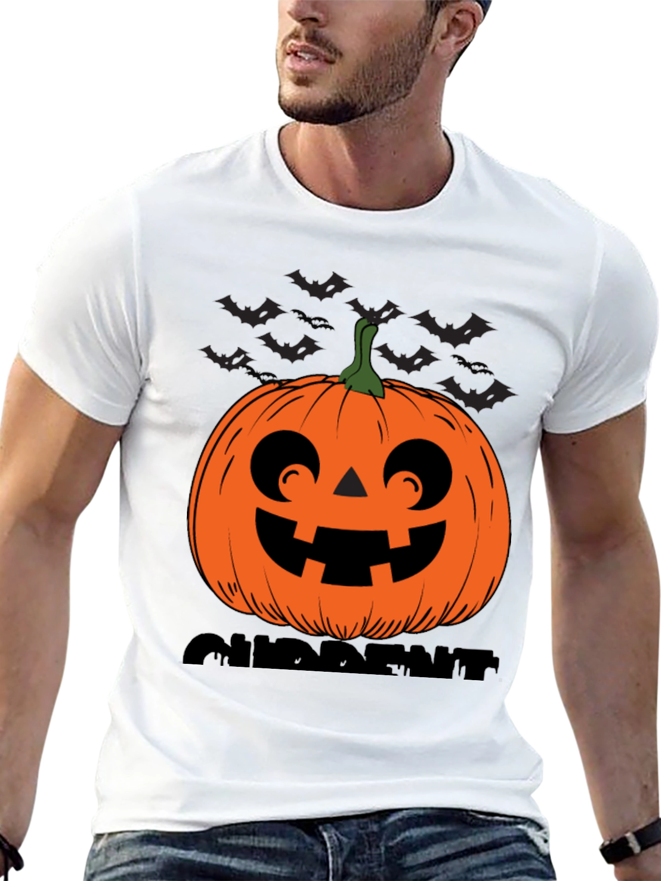 Halloween Pumpkin Bats Graphic T-Shirt