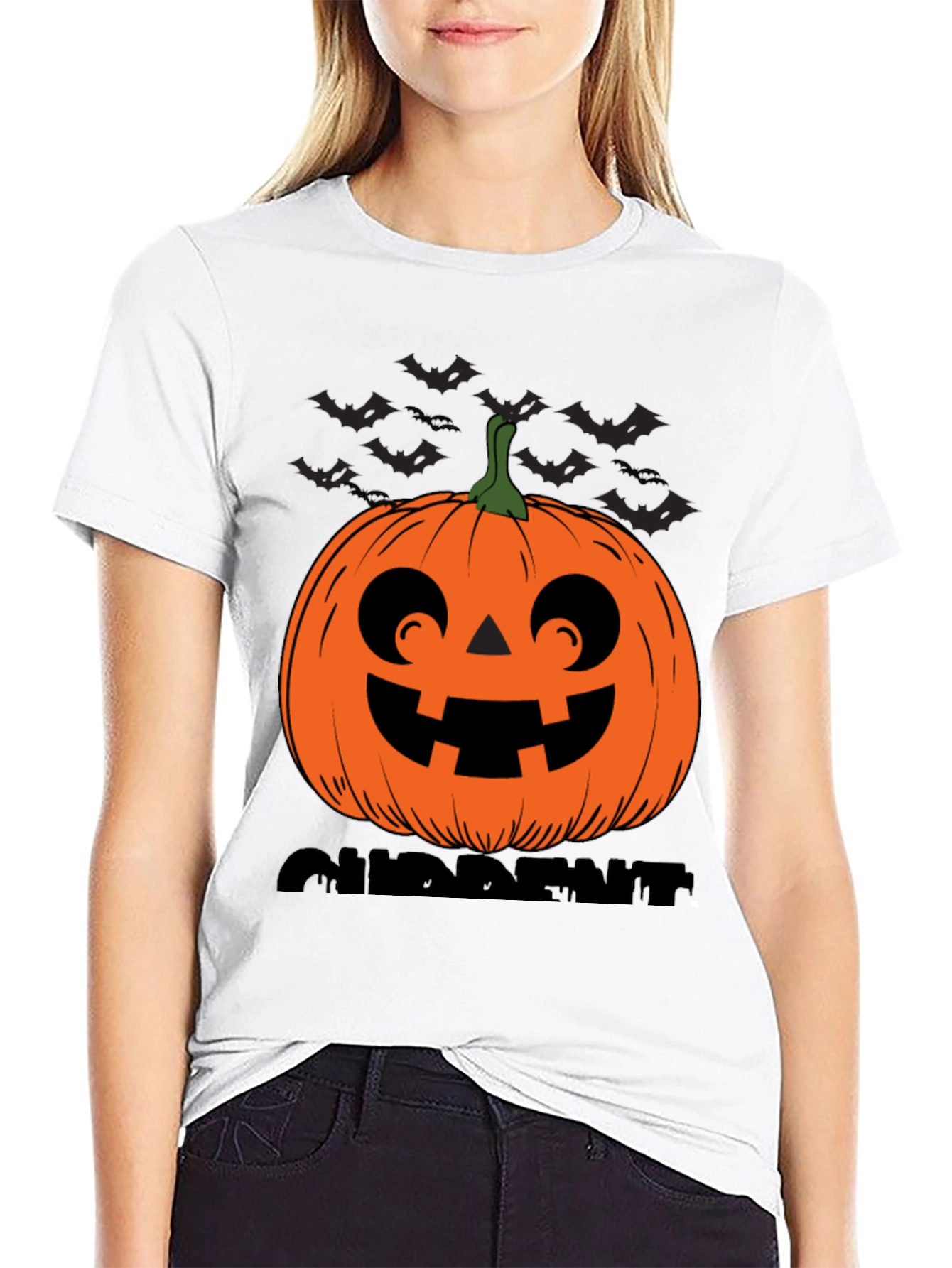 Halloween Pumpkin Bats Graphic T-Shirt