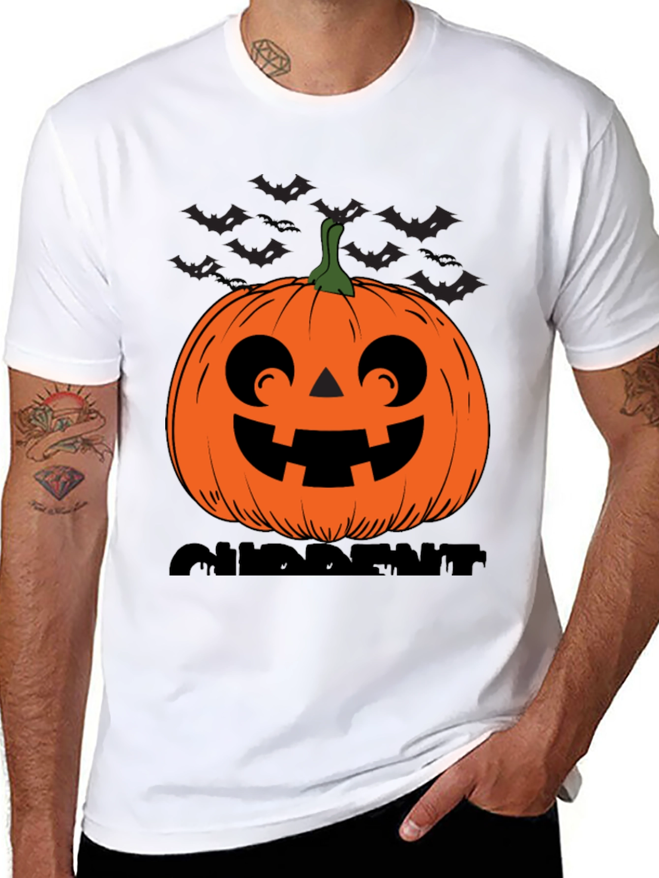 Halloween Pumpkin Bats Graphic T-Shirt