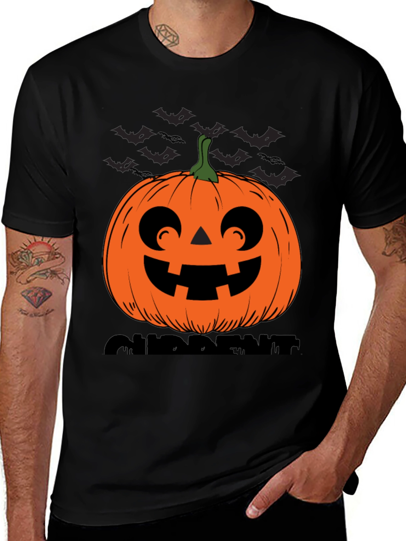 Halloween Pumpkin Bats Graphic T-Shirt