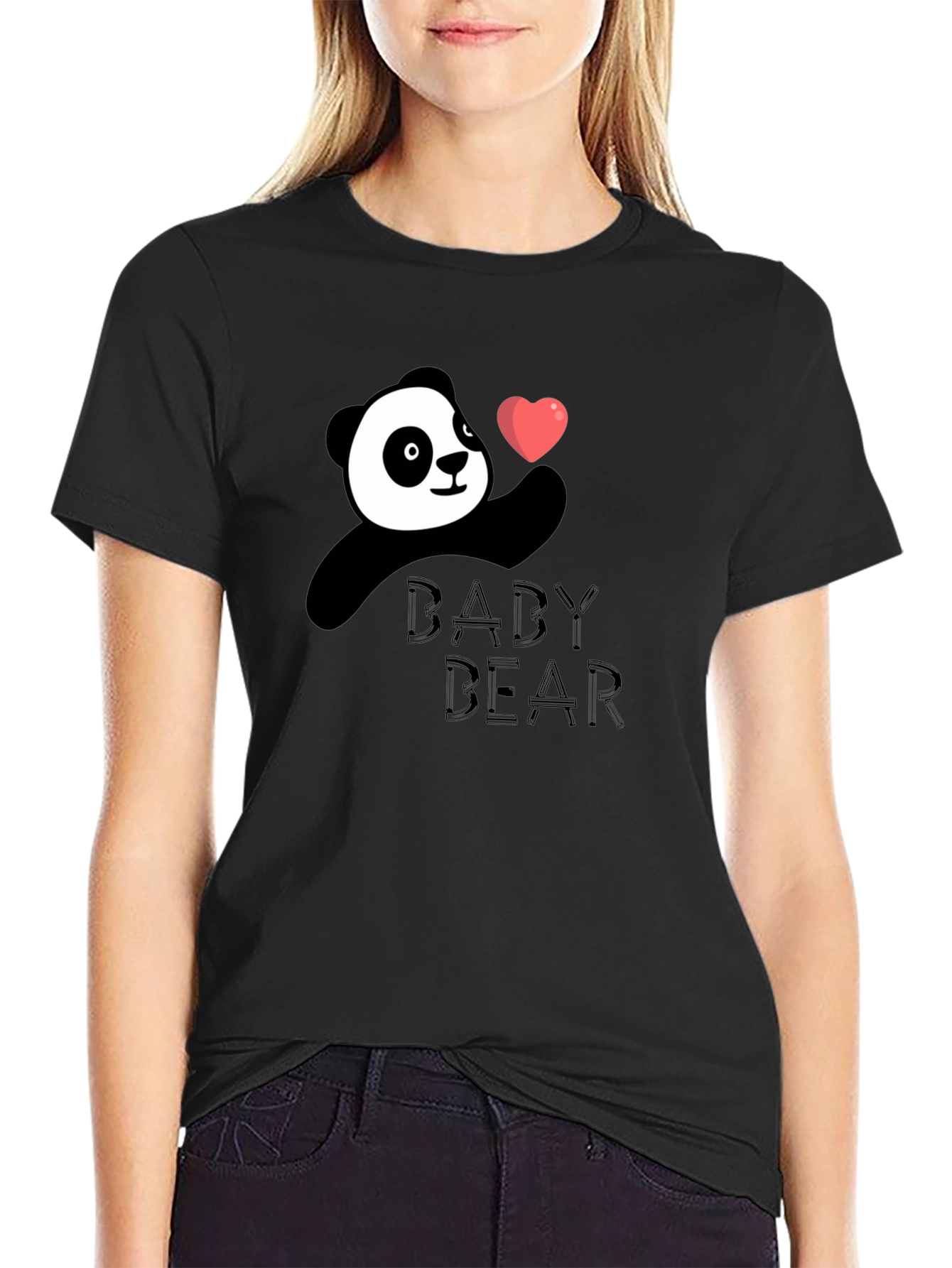Cute Panda Baby Bear Black T-Shirt