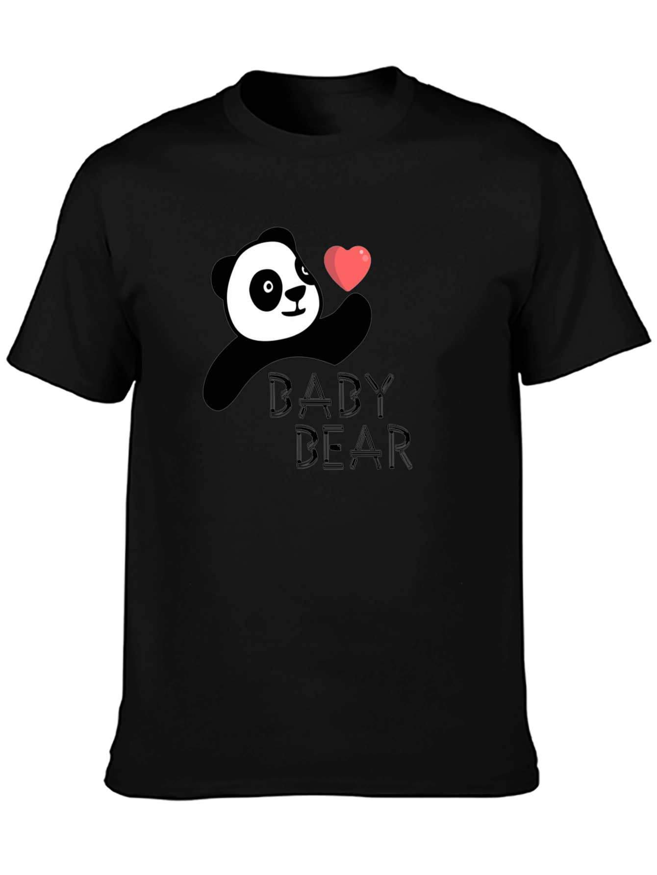 Cute Panda Baby Bear Black T-Shirt