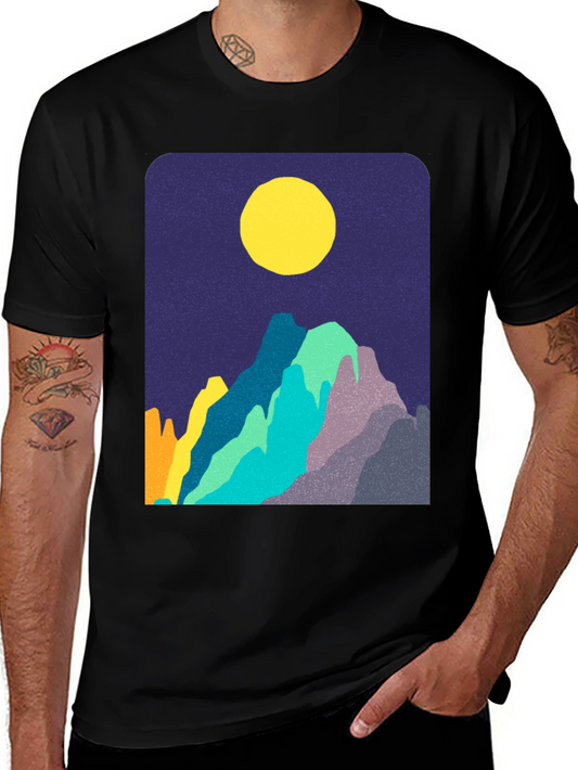 Abstract Mountain Scene Graphic T-Shirt